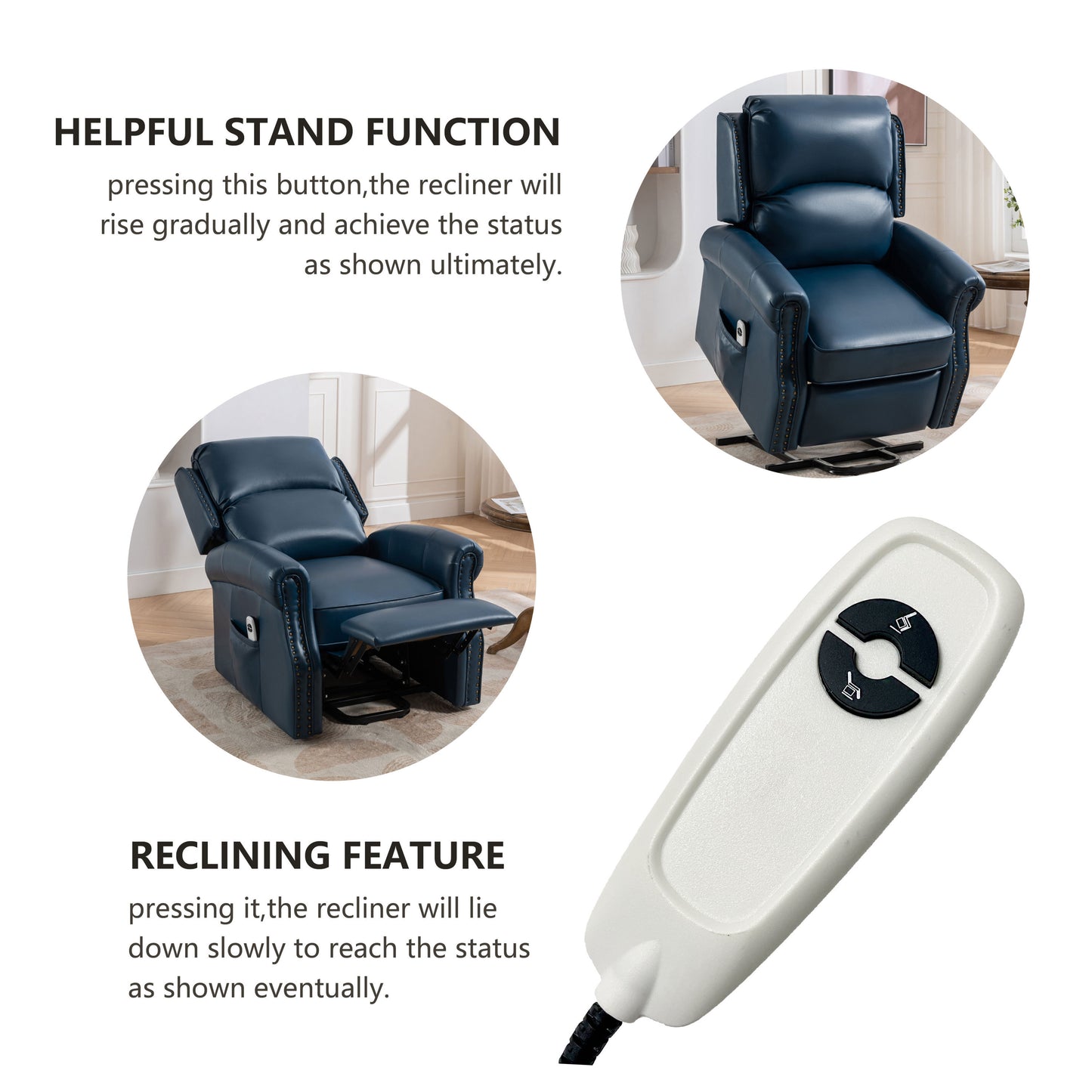 Lehboson Lift Recliner Chair, Electric Power Lift Recliner Chair for Elderly, (Navy Blue)