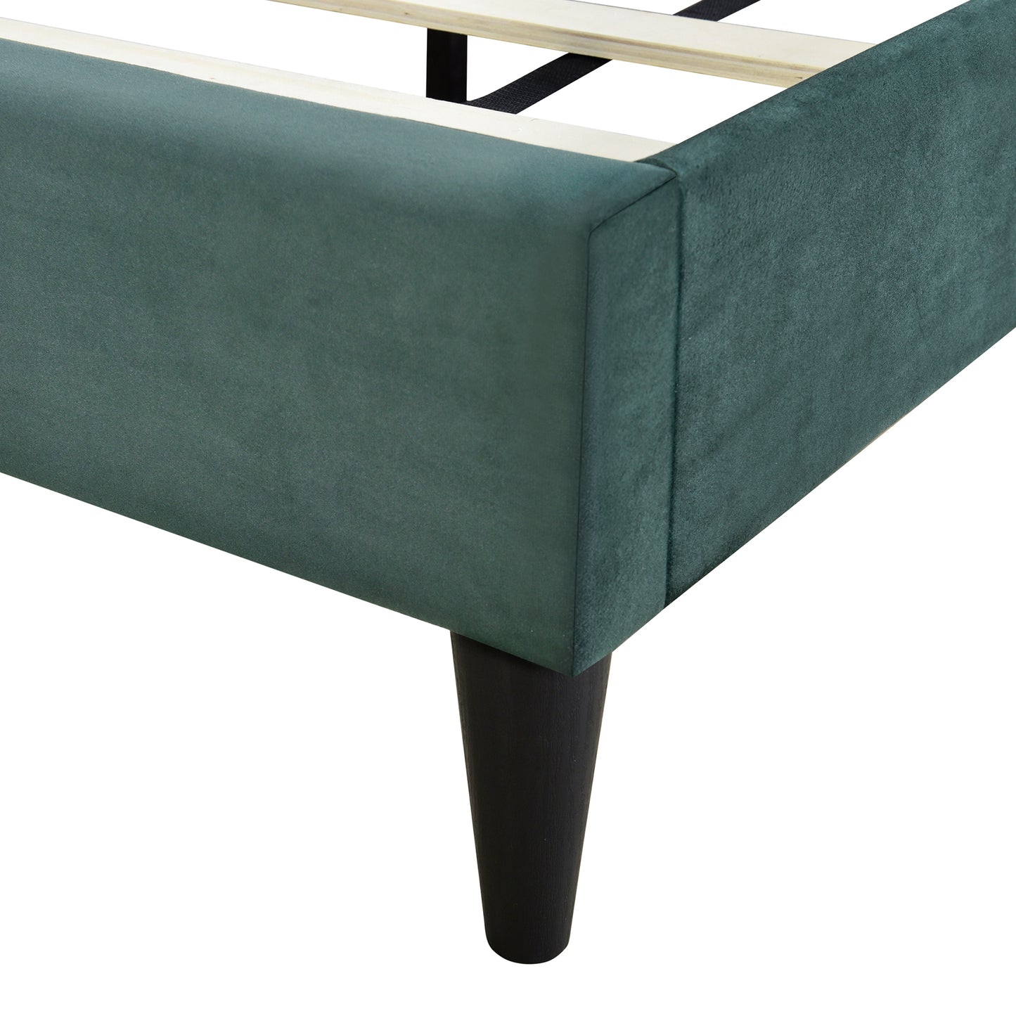 Full Size Upholstered Platform Bed,No Box Spring Needed, Velvet Fabric,Green