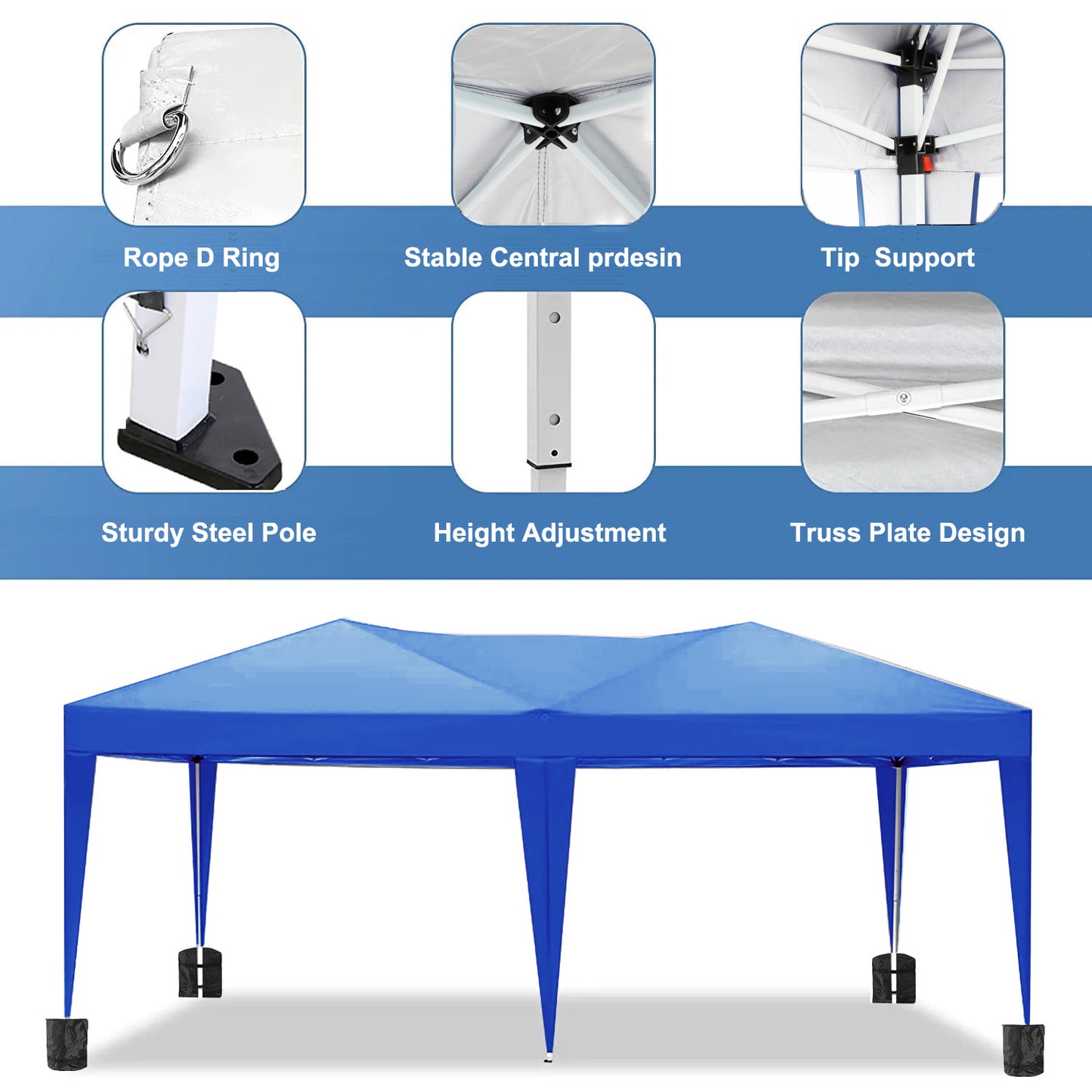 10'x20' EZ Pop Up Canopy Outdoor Portable Party Folding Tent with 6 Removable Sidewalls + Carry Bag + 4pcs Weight Bag (W1205106020)
