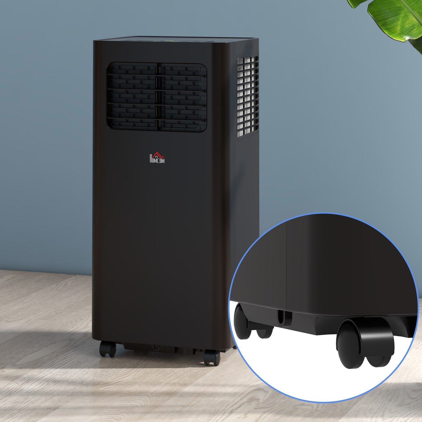 HOMCOM 8000 BTU Portable Air Conditioner for Rooms Up to 345 Sq. Ft., 3-in-1 AC Unit with Dehumidifier, Cooling Fan, Sleep, Remote, 24H Timer On/Off, Window Installation Kit, Black