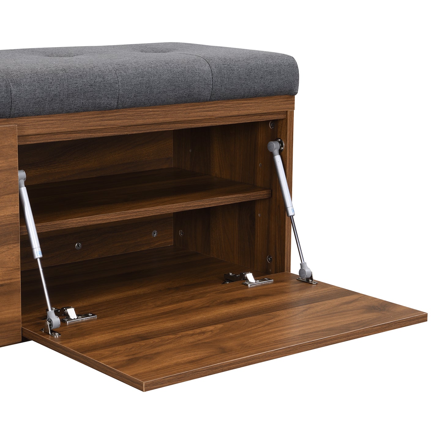 49" Shoe Storage Bench Entryway Shoe Cabinet Storage Ottoman with Padded Seat Cushion and Double Doors for Entryway, Hallway and Bedroom, Dark Grey