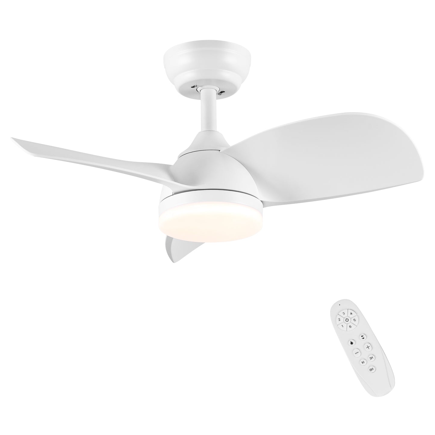 28 In Intergrated LED Ceiling Fan Lighting with White ABS Blade