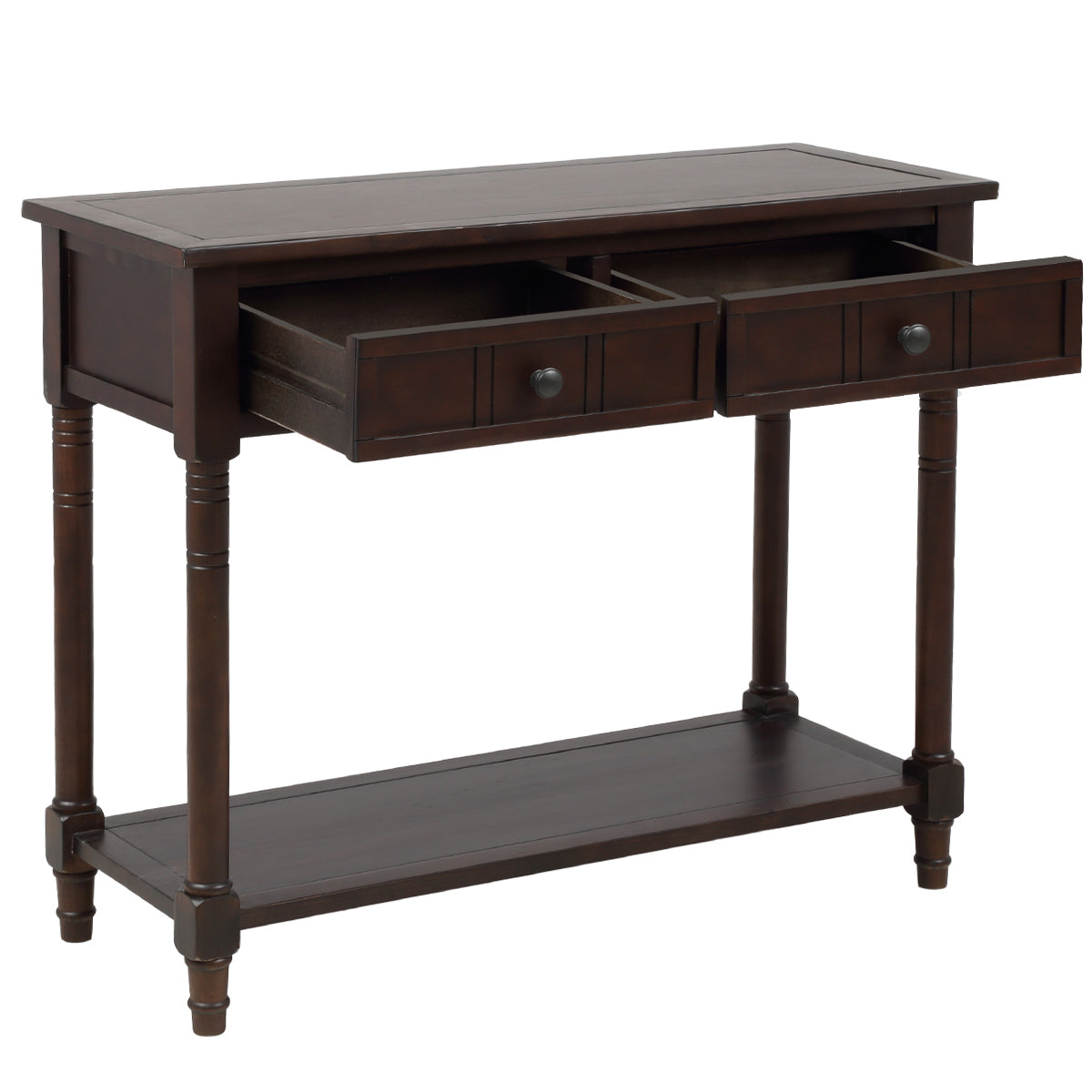 TREXM Daisy Series Console Table Traditional Design with Two Drawers and Bottom Shelf (Espresso)