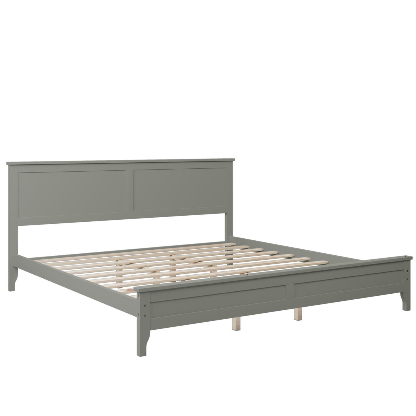 Gray Solid Wood 5 Pieces King Bedroom Sets(bed+nightstand*2+chest+dresser)NEW