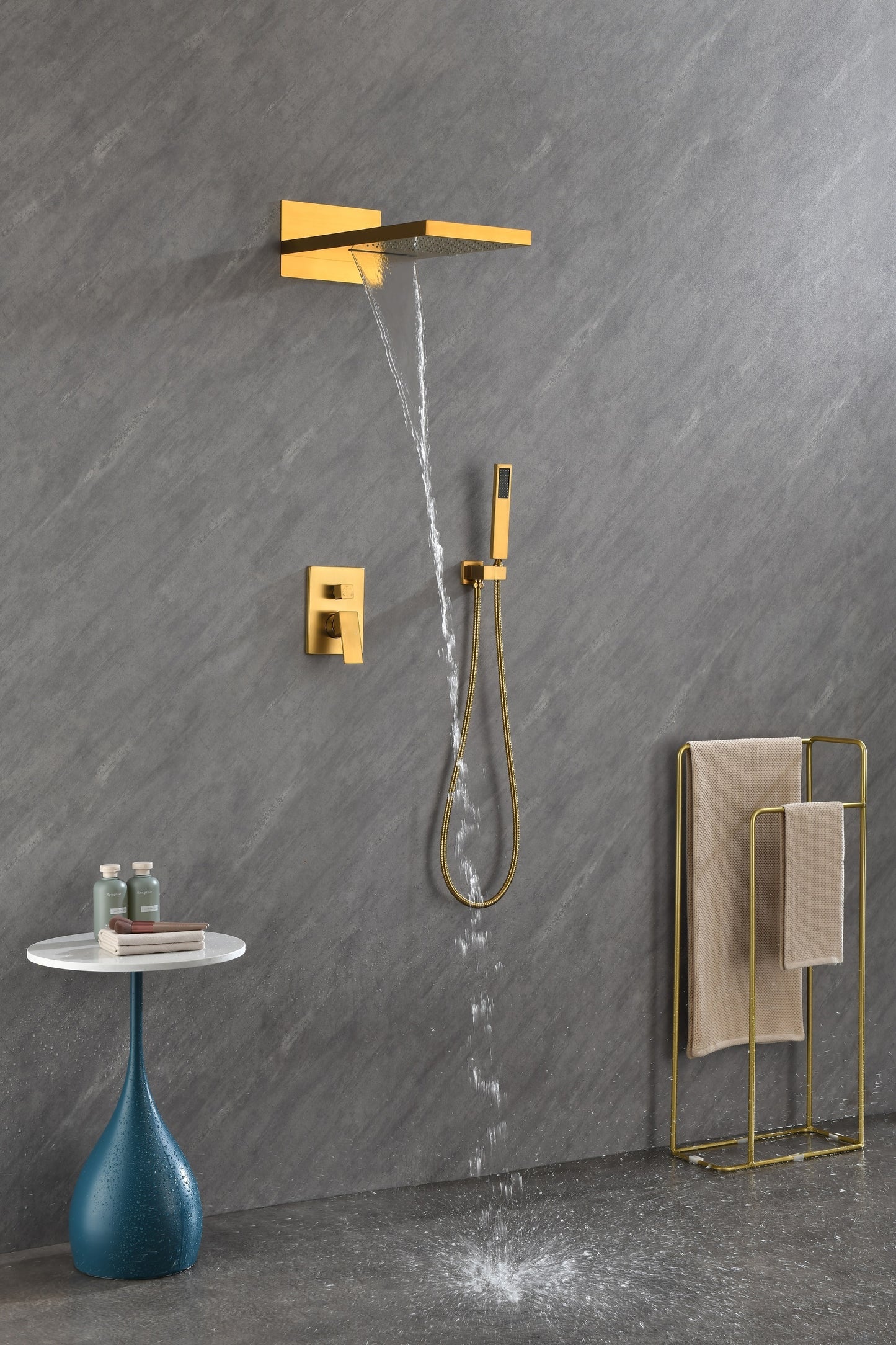Shower System,Waterfall Rainfall Shower Head with Handheld, Shower Faucet Set for Bathroom Wall Mounted