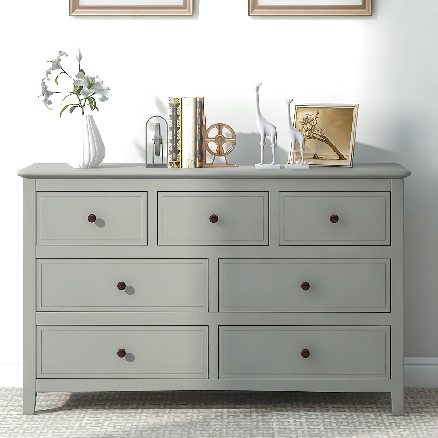 Gray Solid Wood 5 Pieces King Bedroom Sets(bed+nightstand*2+chest+dresser)NEW