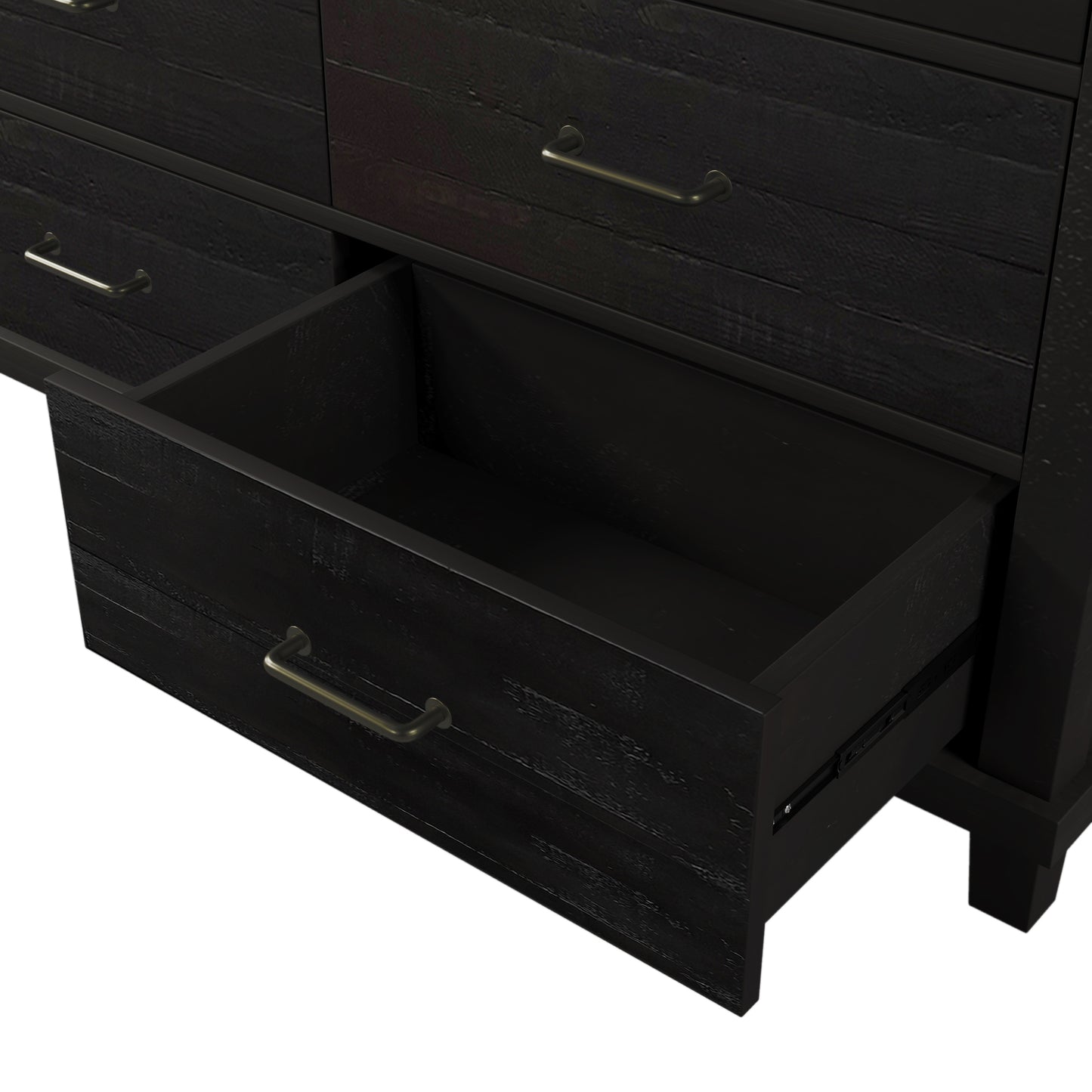Rustic Farmhouse Style 3 Pieces Bedroom Sets Blackwash Queen Bed with 2 Drawers, Nightstand and Dresser, Coffee