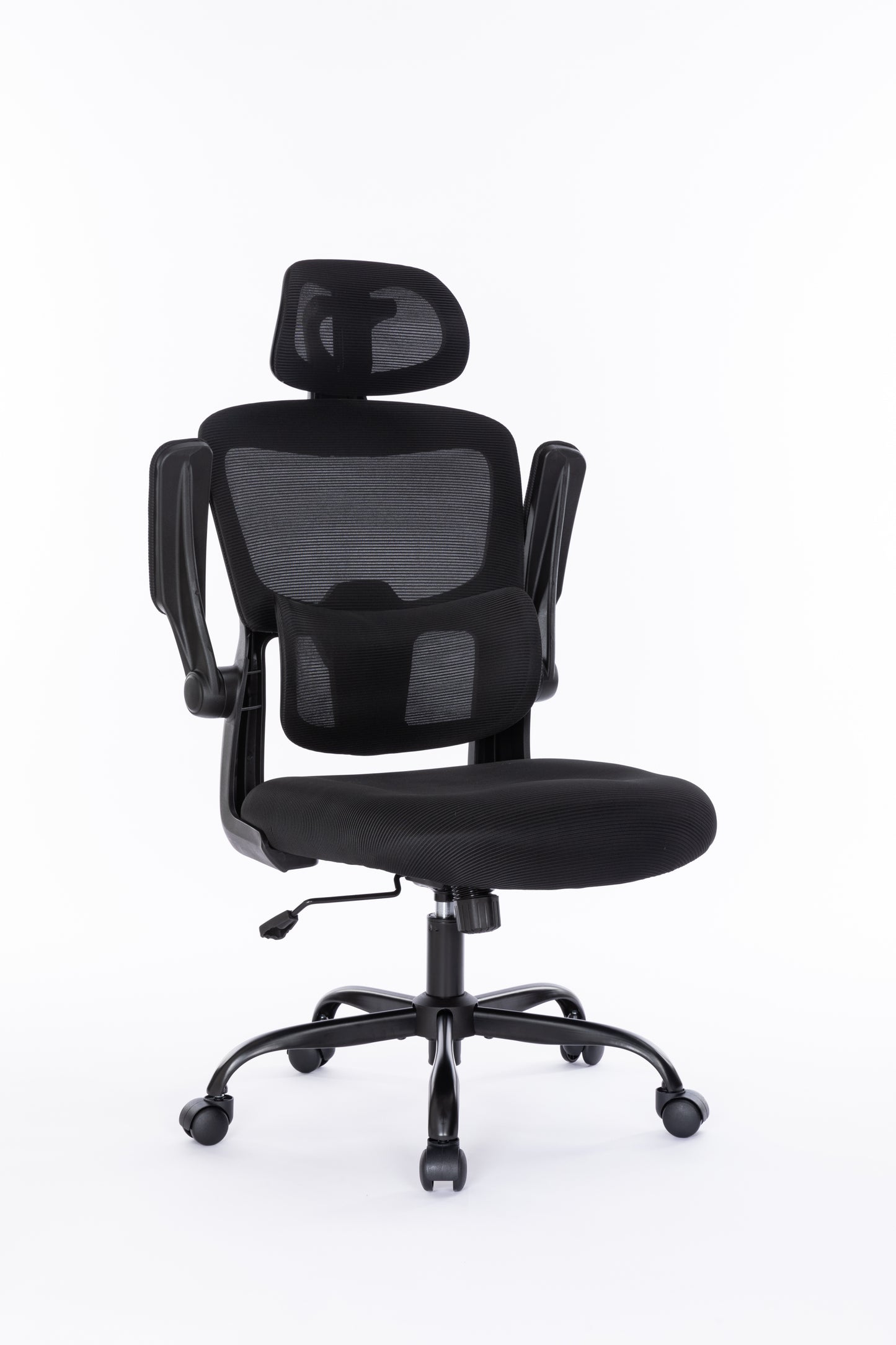 Ergonomic Mesh Office Chair with 3D Adjustable Lumbar Support, High Back Desk Chair with Flip-up Arms, Executive Computer Chair Home Office Task Swivel Rolling Chairs for Adults