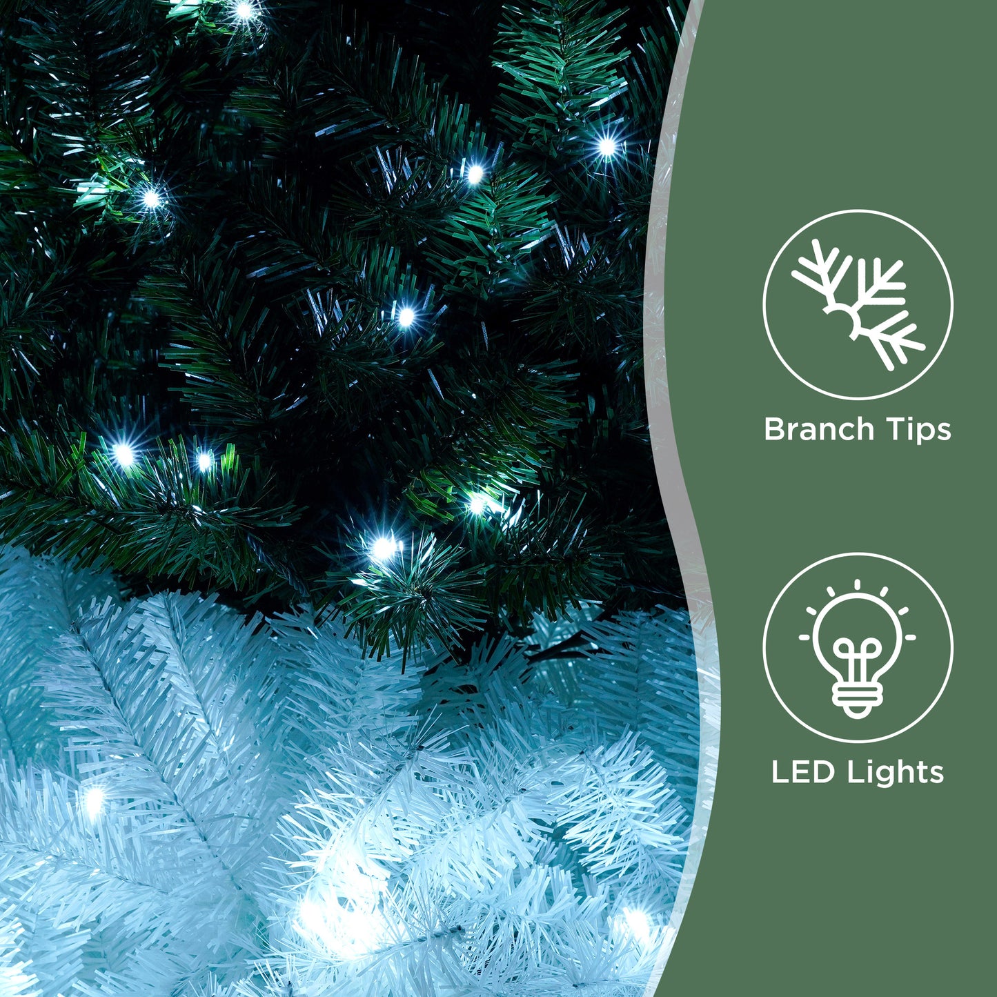 6FT Hinged Fir Artificial Fir Bent Top Christmas Tree, Xmas Tree Bendable Santa Hat Style Christmas Tree Holiday Decoration, 1250 Lush Branch Tips, 300 LED Lights X-mas