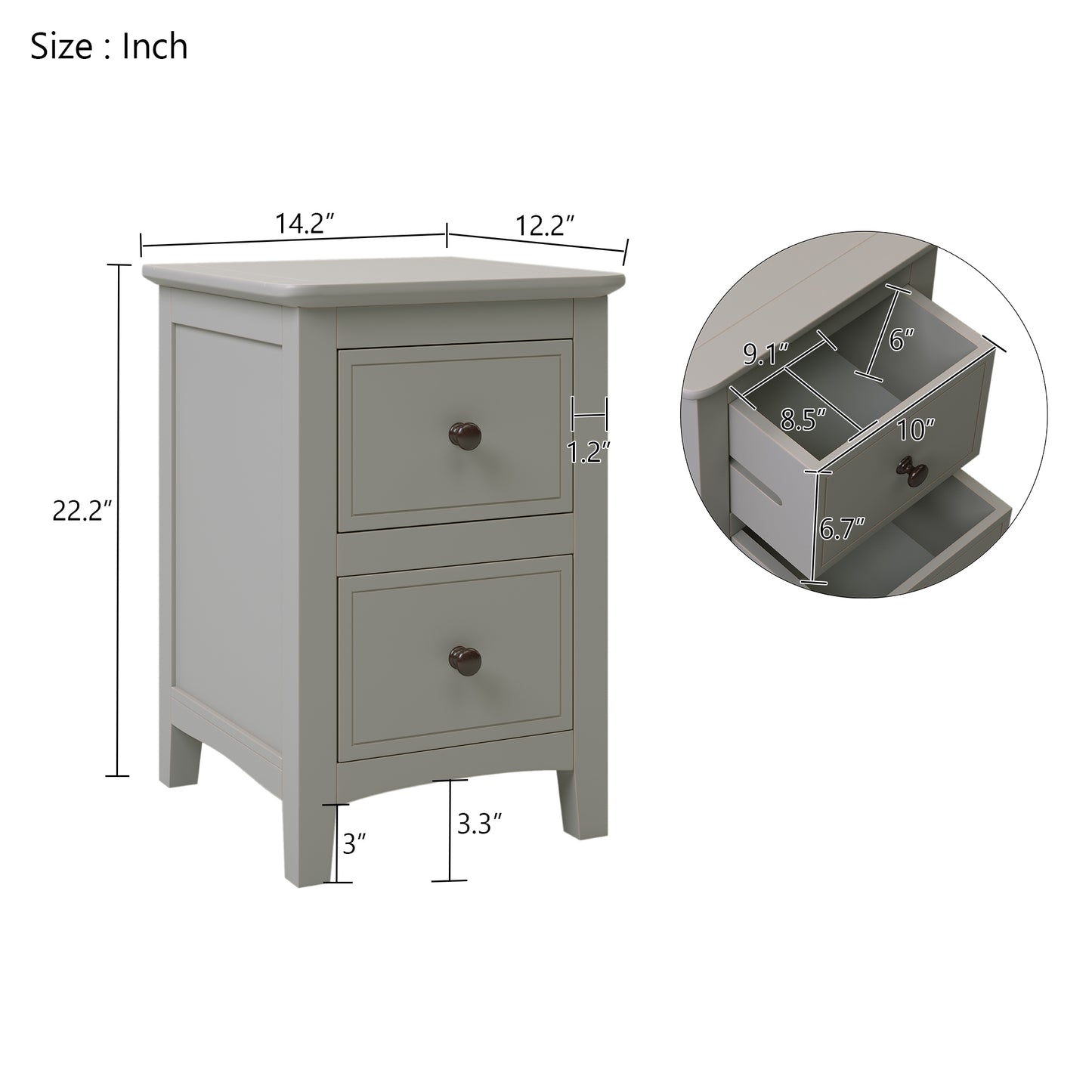 Gray Solid Wood 5 Pieces King Bedroom Sets(bed+nightstand*2+chest+dresser)NEW