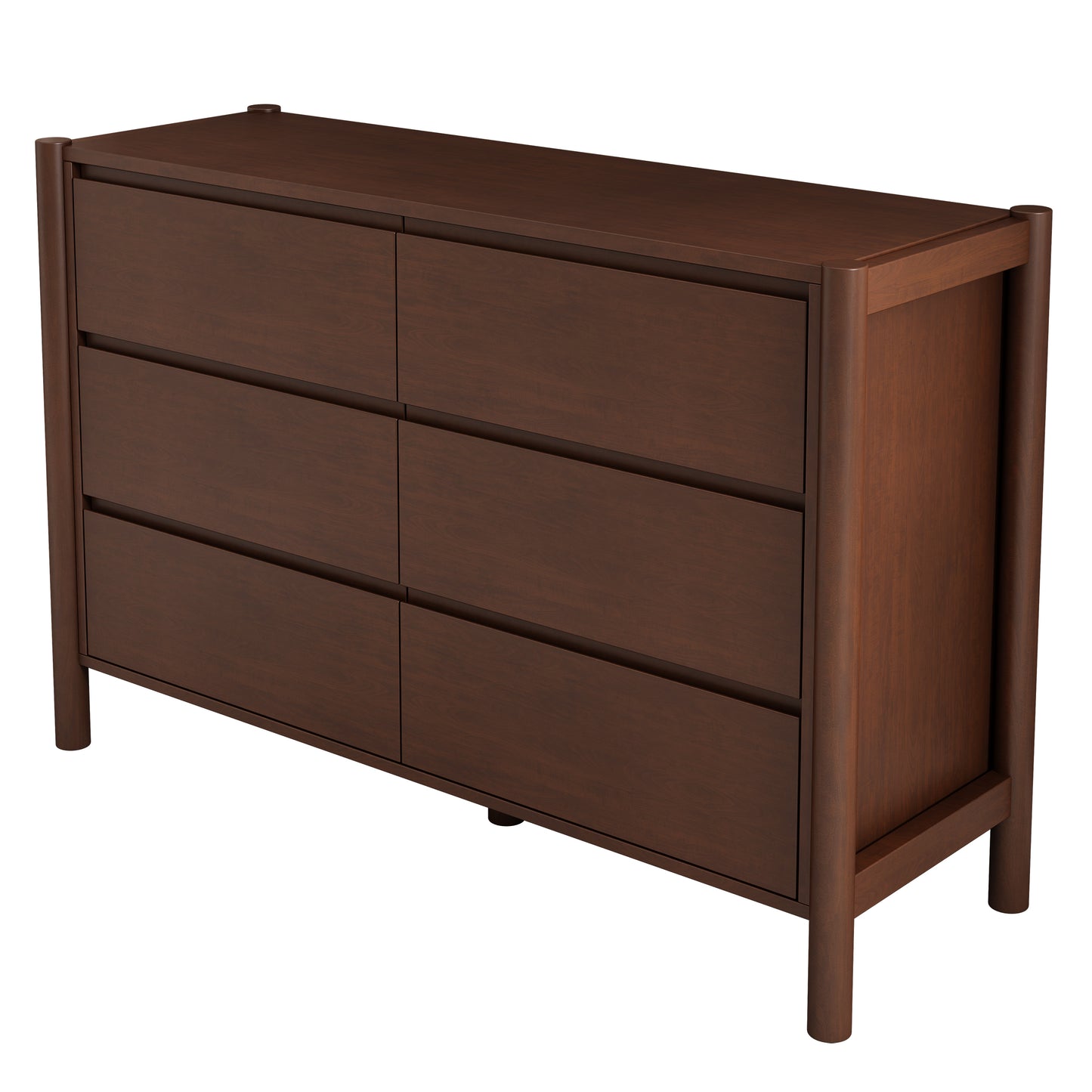 4 Pieces Bedroom Sets Mid Century Modern Upholestery Walnut Wood Frame Queen Platform Bed with Two Nightstands and Dresser