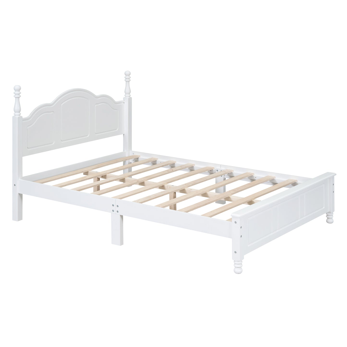 3-Pieces Bedroom Sets,Full Size Wood Platform Bed and Two Nightstands-White