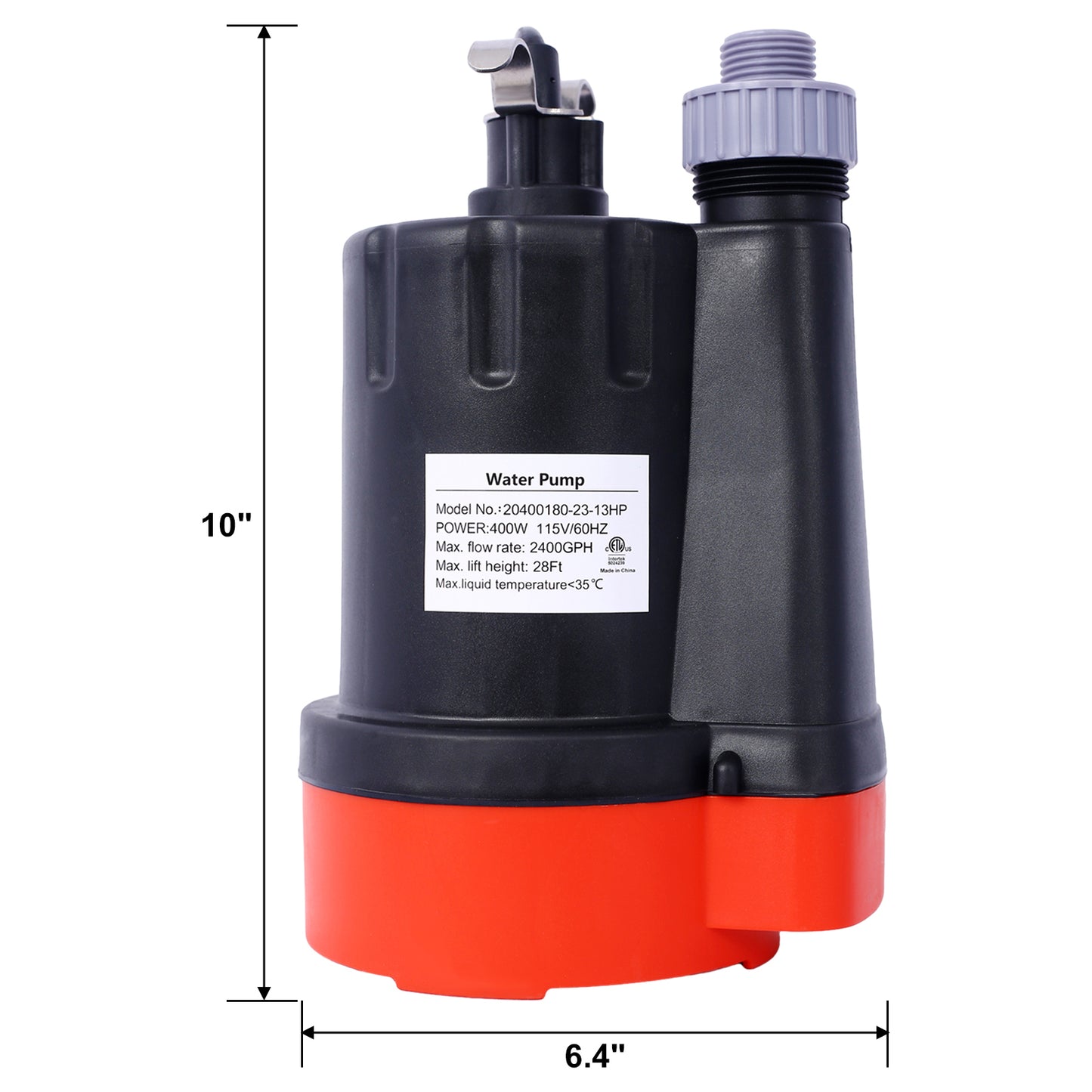 Submersible Water Pump, 1/3HP 2500GPH Thermoplastic Utility Pump Portable Electric Water Pump Sump Pump, With 10 Feet Power Cord.