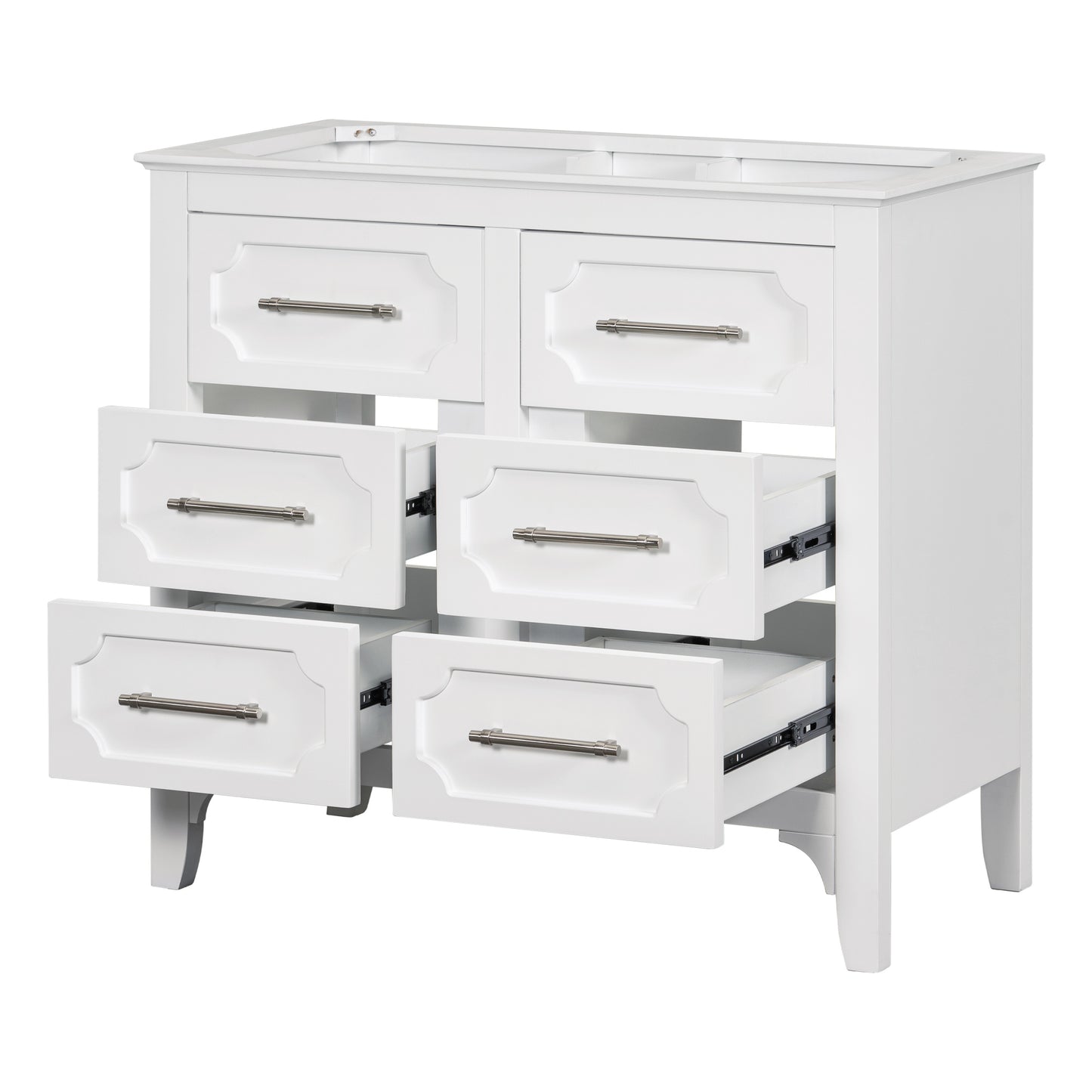 36'' Bathroom Vanity without Sink , Free Standing Single Vanity Set with Four Drawers, Solid Wood Frame Bathroom Storage Cabinet Only (NOT INCLUDE SINK)