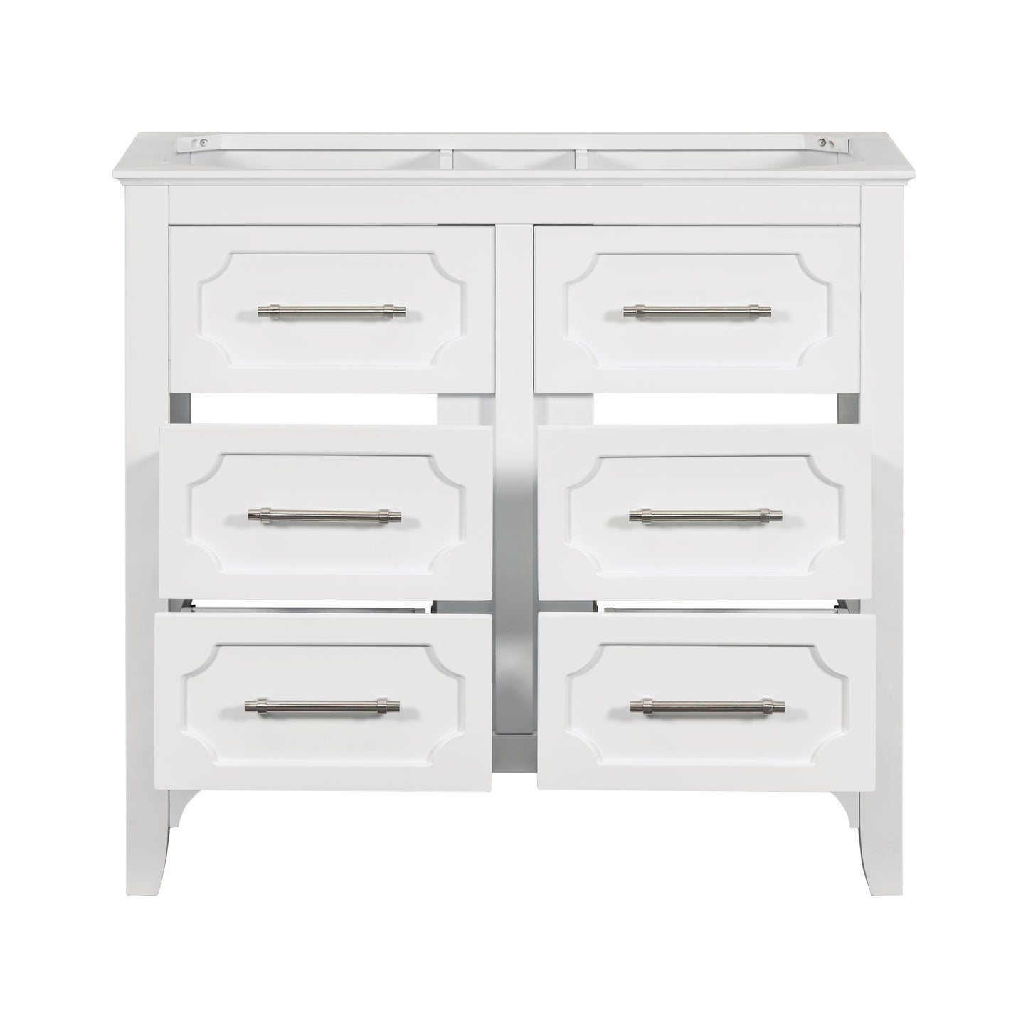 36'' Bathroom Vanity without Sink , Free Standing Single Vanity Set with Four Drawers, Solid Wood Frame Bathroom Storage Cabinet Only (NOT INCLUDE SINK)