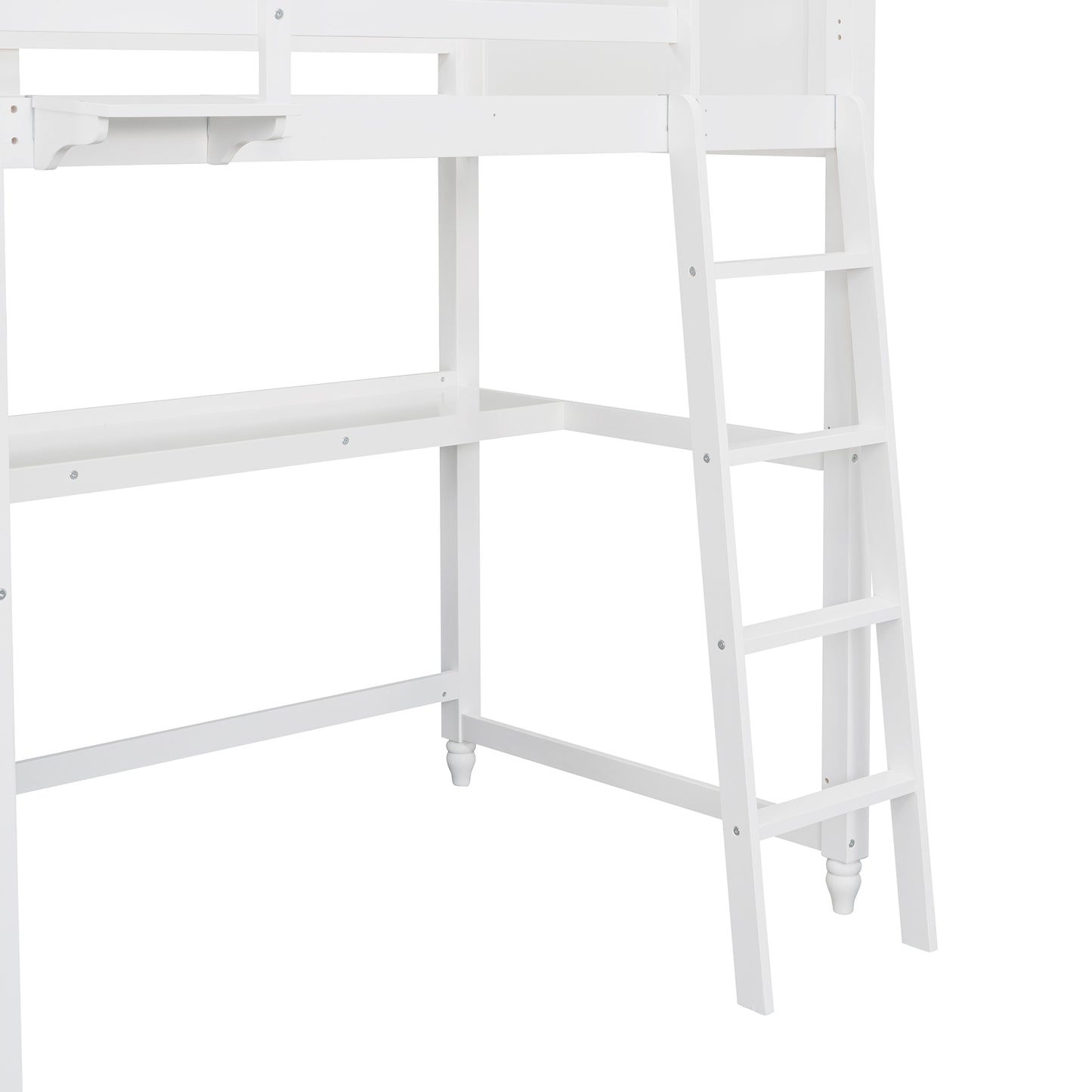 Twin size Loft Bed with Drawers and Desk, Wooden Loft Bed with Shelves - White(OLD SKU: LP000530AAK)