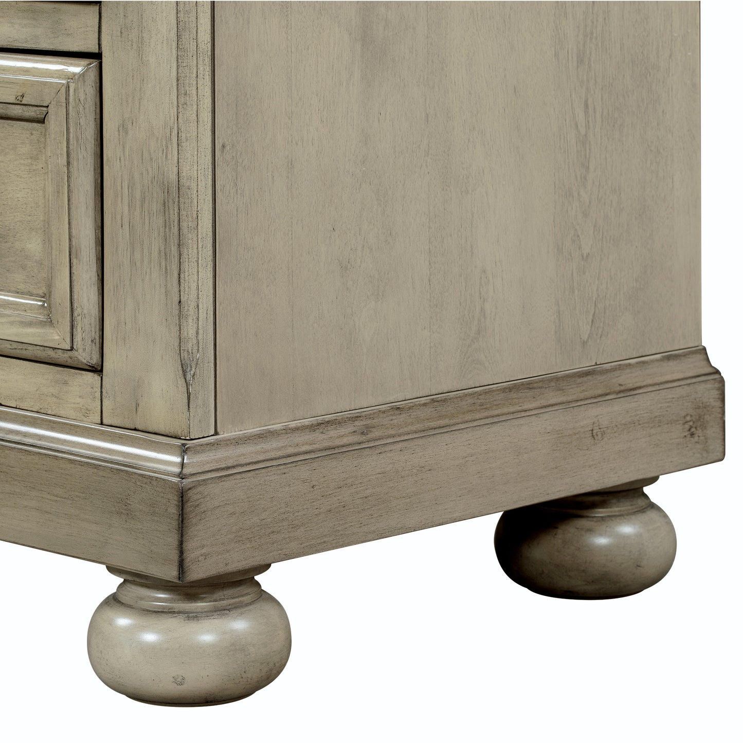 Solid Wood Seven-Drawer Dresser with Changing Topper for Nursery, Kid's Room, Bedroom, Stone Gray