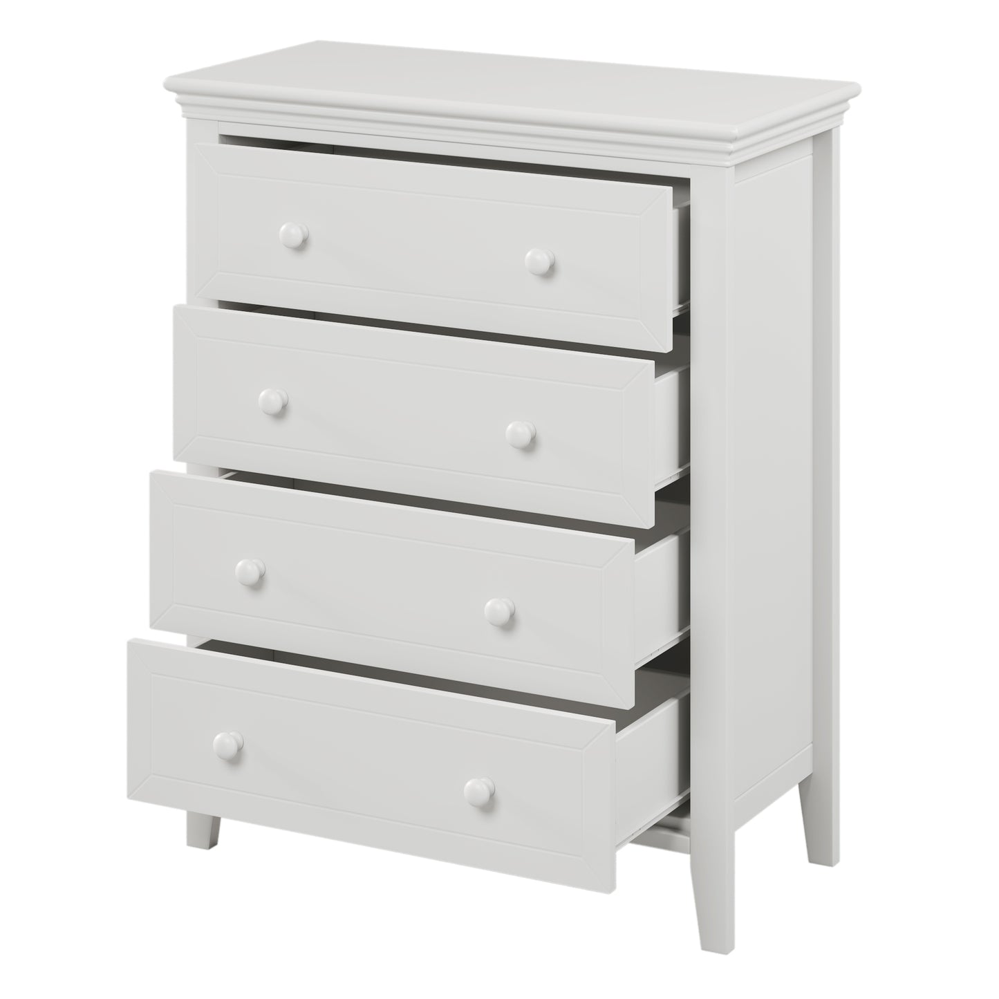 6 Pieces Traditional Concise Style White Bedroom Sets, Nightstand*2+ Chest+ Dresser+ Mirror+ Full Bed