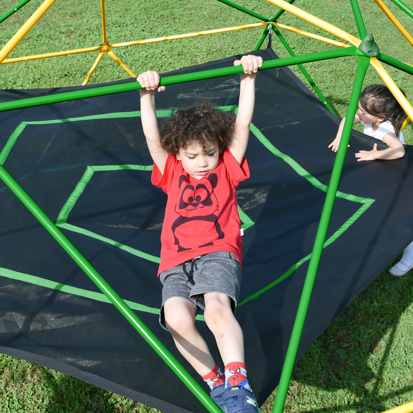 13ft Geometric Dome Climber Play Center, Kids Climbing Dome Tower with Hammock, Rust & UV Resistant Steel Supporting 1000 LBS