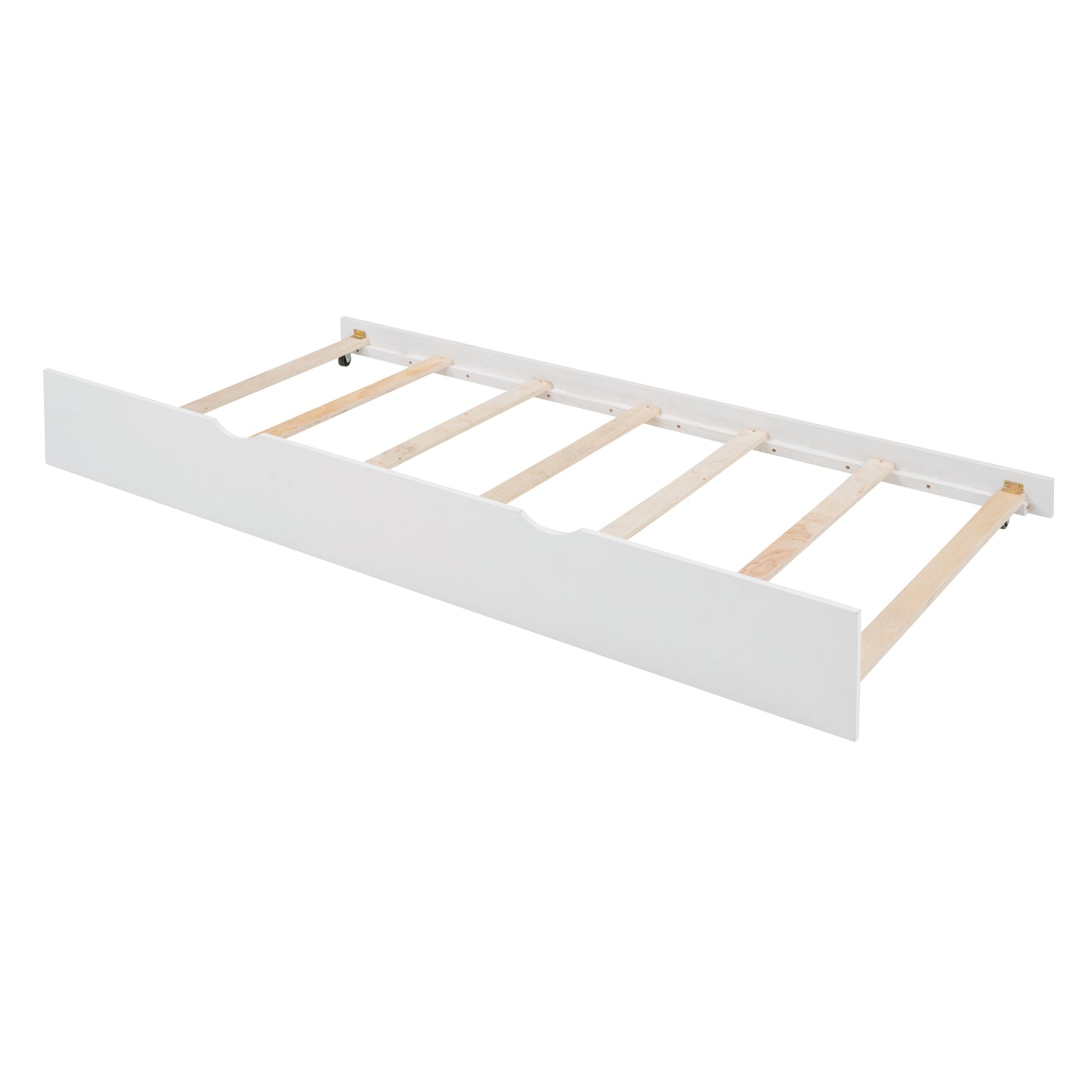 Full Size House Bed Wood Bed with Twin Size Trundle ( White )