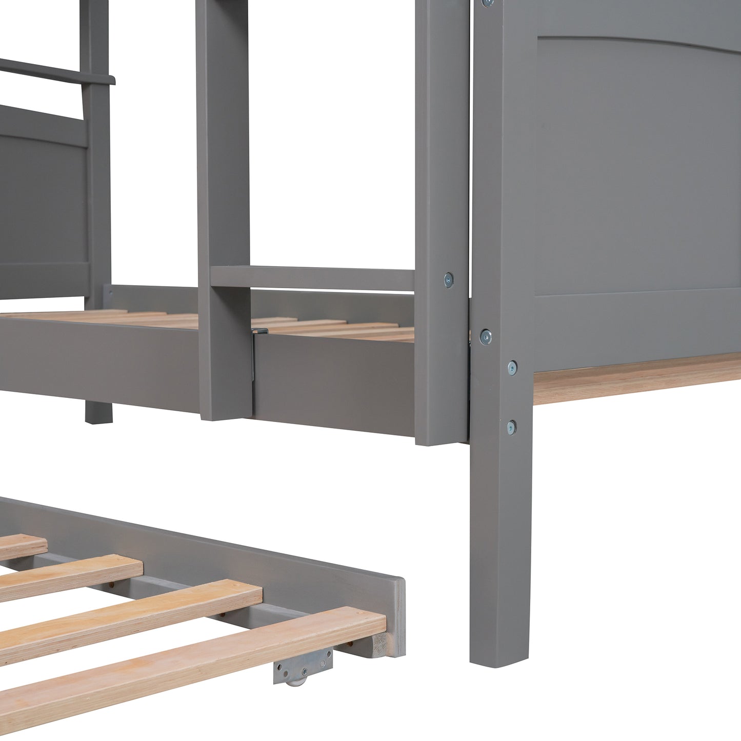 Twin-Over-Twin Bunk Bed with Twin size Trundle , Separable Bunk Bed for Bedroom - Grey