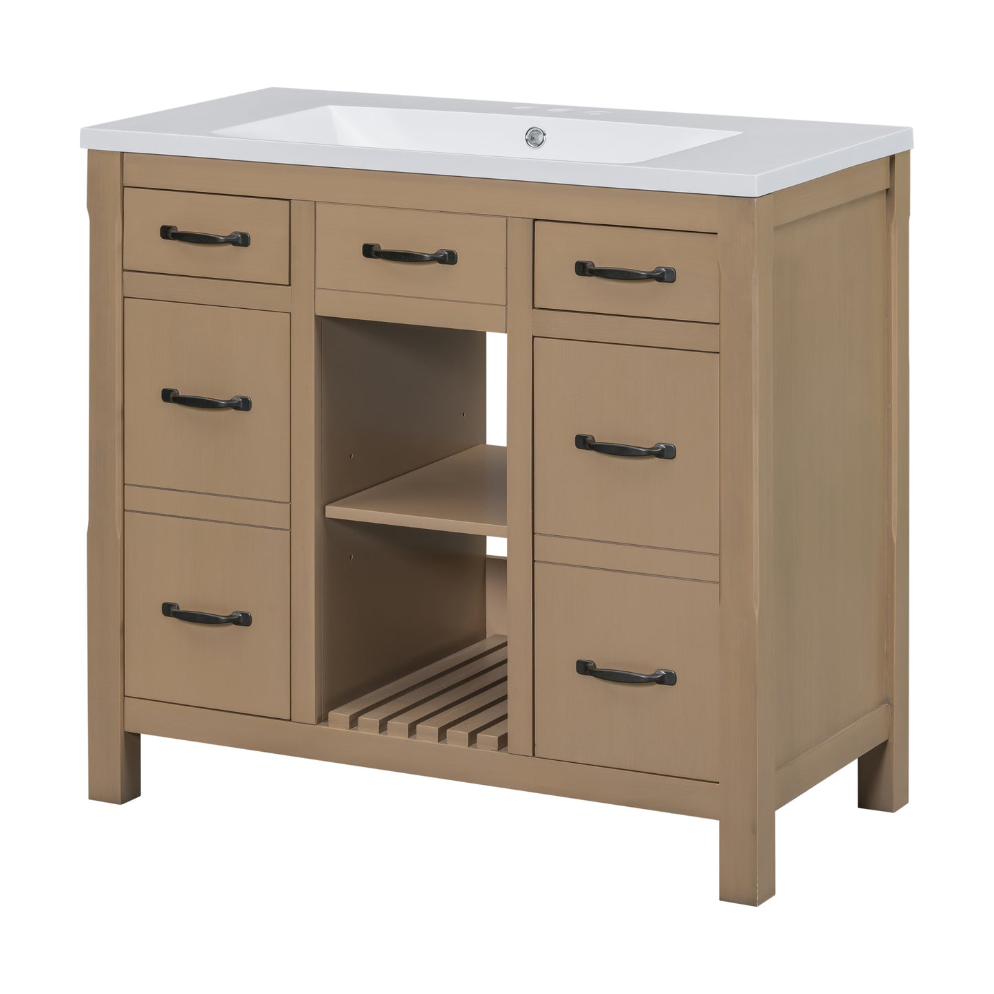 36''Bathroom Vanity with Undermount Sink,Modern Bathroom Storage Cabinet with 2 Drawers and 2 Cabinets,Solid Wood Frame Bathroom Cabinet
