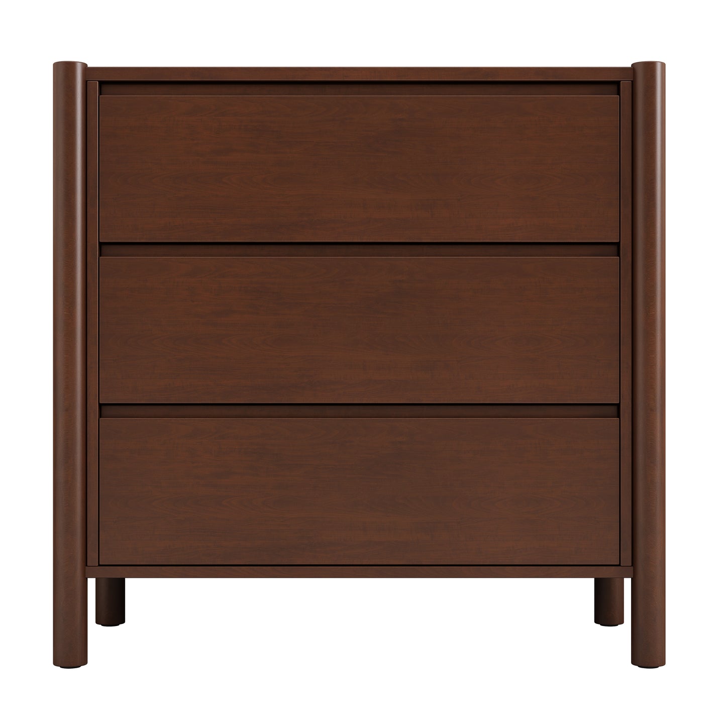 Mid Century Modern Wood 3-Drawer Chest Storage Cabinet Chest of Drawers for Bedroom, Living Room, Rich Walnut