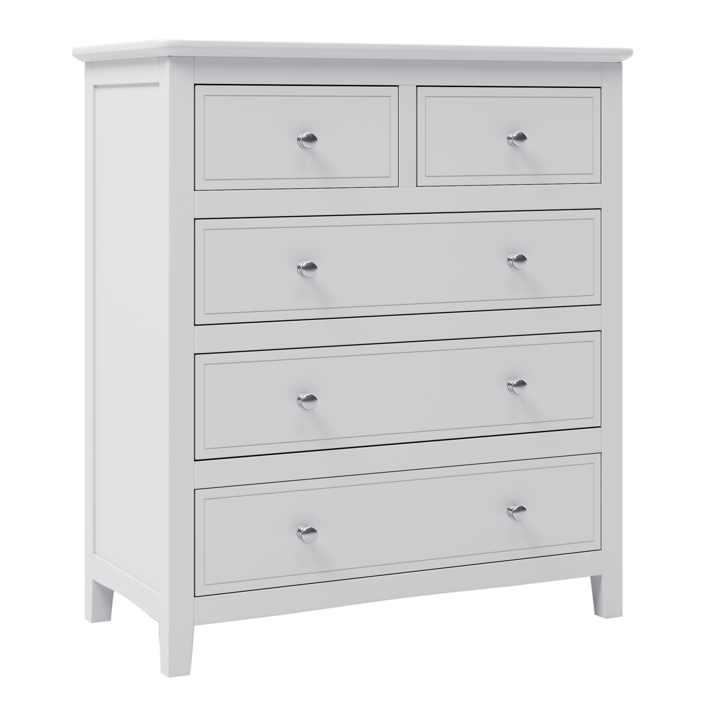 White Solid Wood 5 Pieces King Bedroom Sets(bed+nightstand*2+chest+dresser)