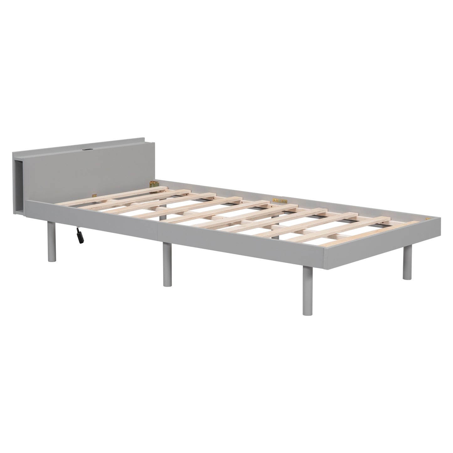 Modern Design Twin Size Platform Bed Frame with Headboard for Grey Color