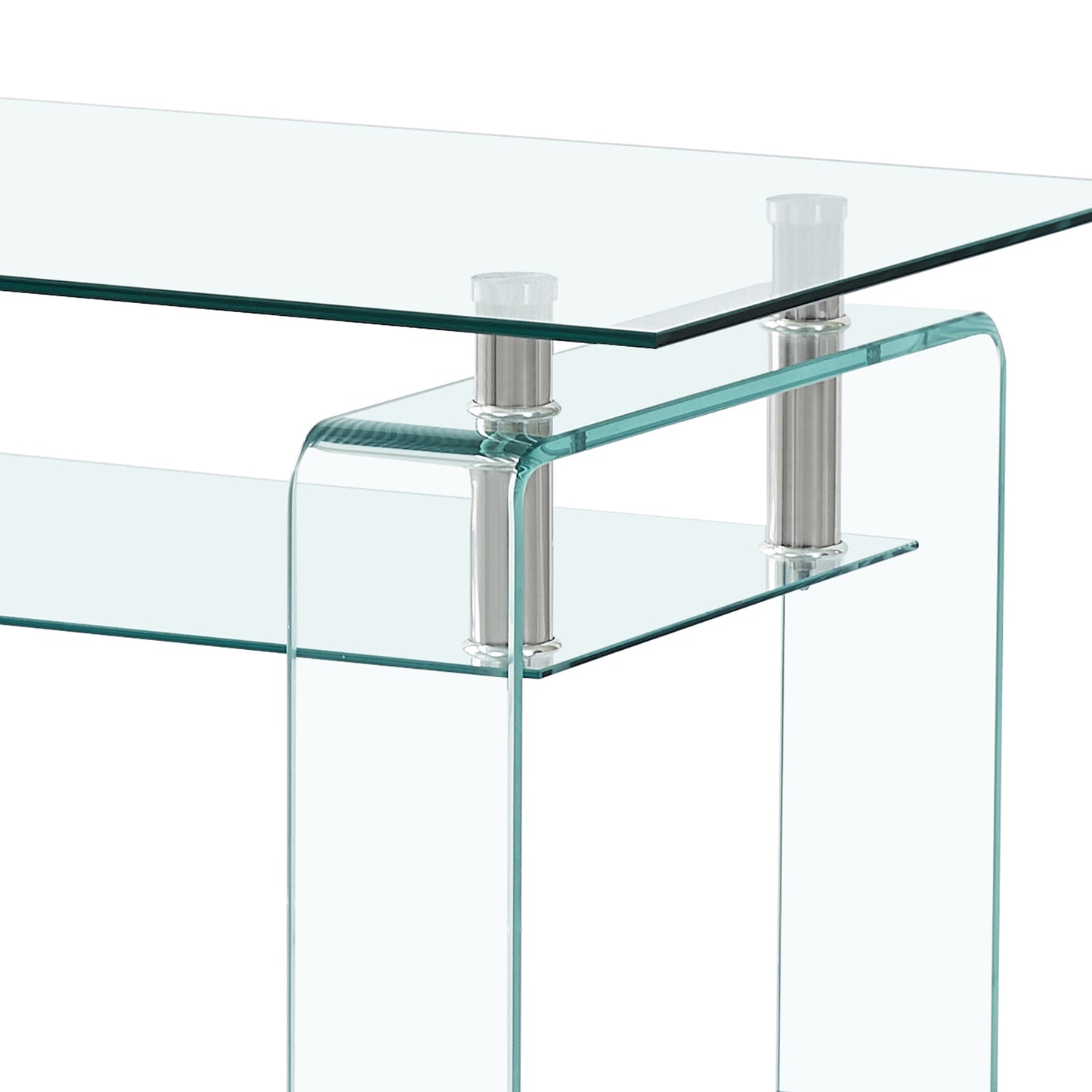 Rectangle Clear Glass Coffee Table, Modern Glass Coffee Table for Living Room, 2-Tier Storage Center Coffee Table,Tempered Glass Tea Table