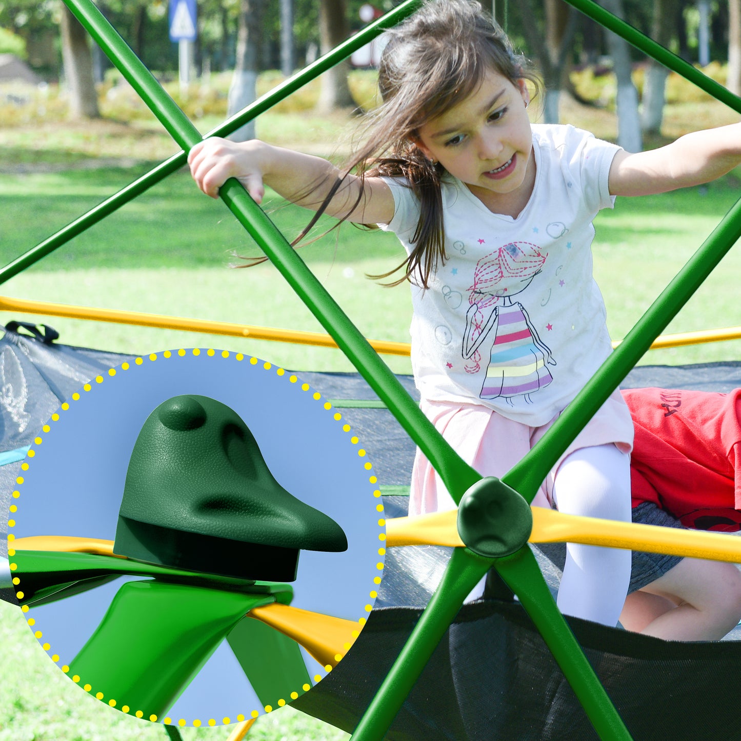 13ft Geometric Dome Climber Play Center, Kids Climbing Dome Tower with Hammock, Rust & UV Resistant Steel Supporting 1000 LBS