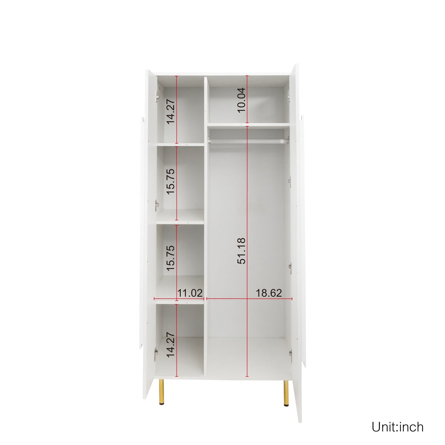Armoire with 2 Doors with Handle for bedroom, White