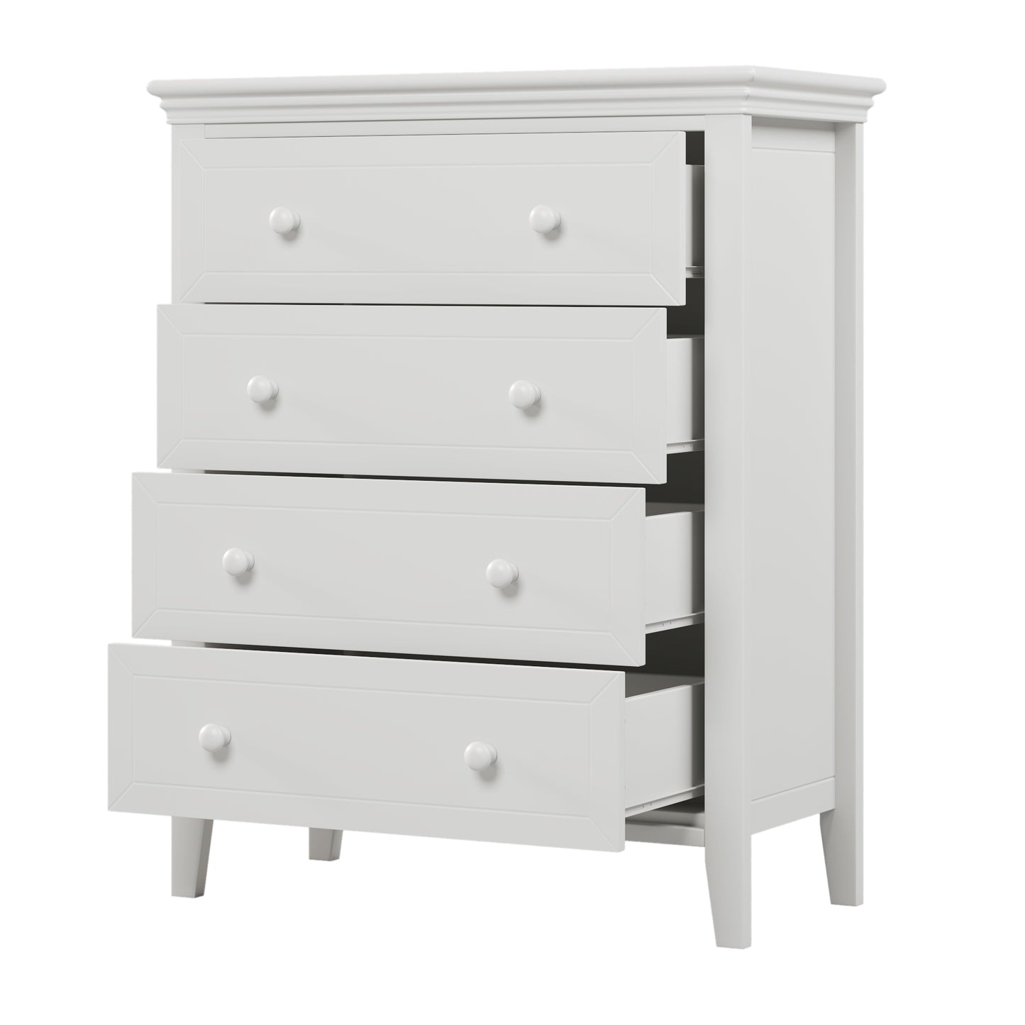 3 Pieces Traditional Concise Style White Bedroom Sets, Nightstand+Chest+Full Bed