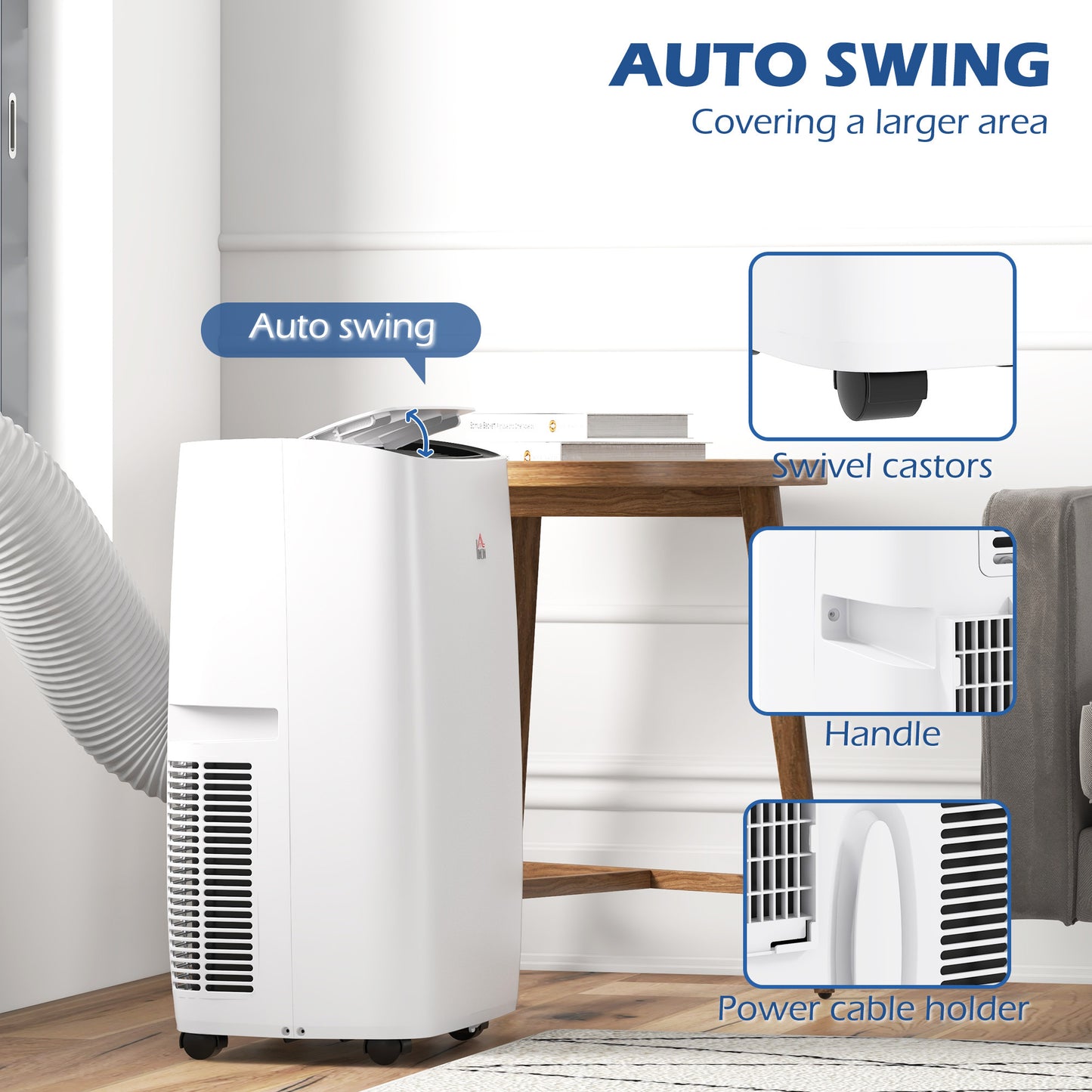 HOMCOM 12,000 BTU Portable Air Conditioner for Rooms Up to 549 Sq. Ft., 5-in-1 AC Unit Dehumidifier Fan Auto Sleep with Remote, 24H Timer On/Off, Window Mount Kit