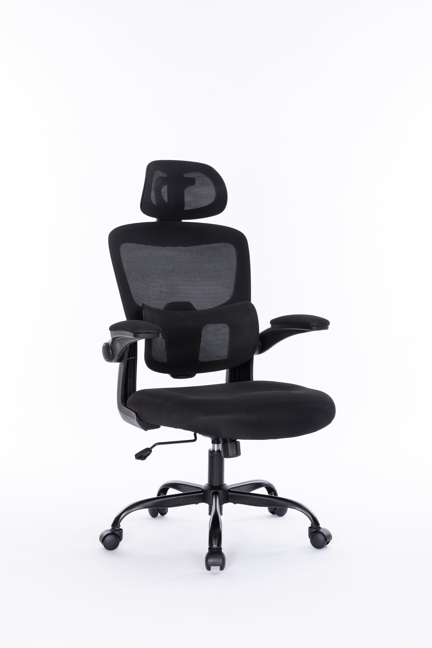 Ergonomic Mesh Office Chair with 3D Adjustable Lumbar Support, High Back Desk Chair with Flip-up Arms, Executive Computer Chair Home Office Task Swivel Rolling Chairs for Adults