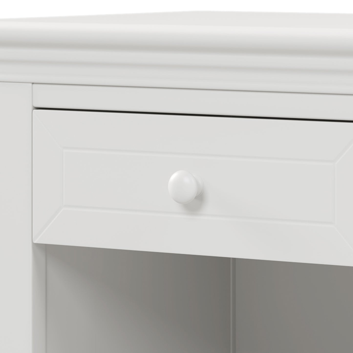 6 Pieces Traditional Concise Style White Bedroom Sets, Nightstand*2+ Chest+ Dresser+ Mirror+ King Bed