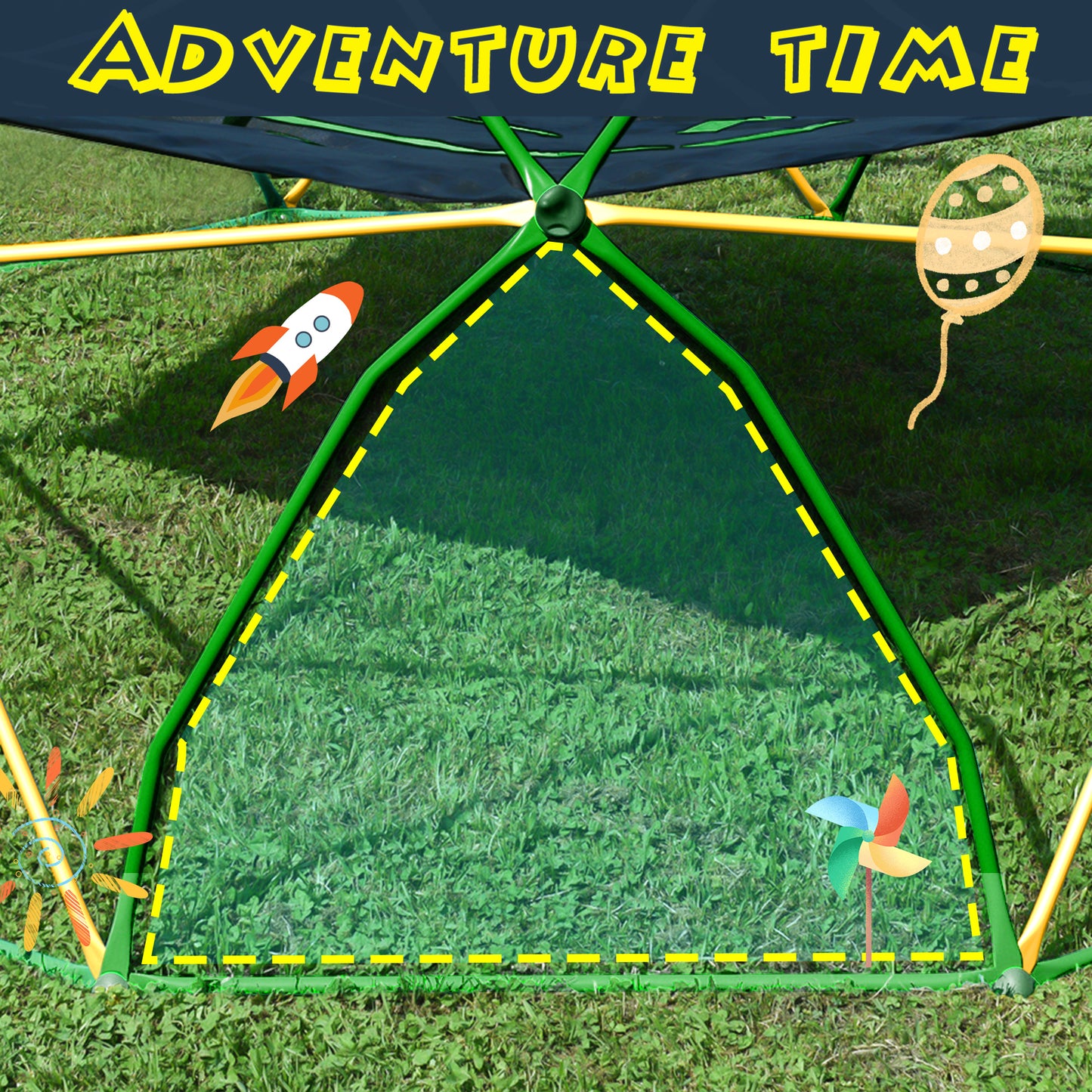 13ft Geometric Dome Climber Play Center, Kids Climbing Dome Tower with Hammock, Rust & UV Resistant Steel Supporting 1000 LBS