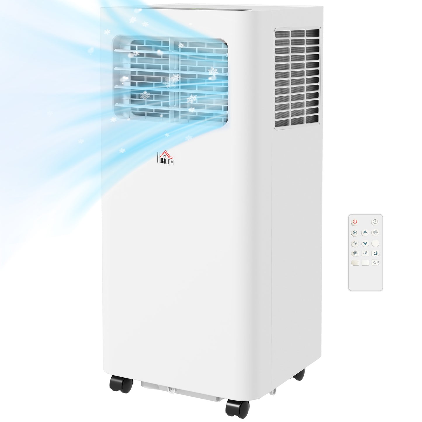 HOMCOM 8000 BTU Portable Air Conditioner for Rooms Up to 345 Sq. Ft., 3-in-1 AC Unit with Dehumidifier, Cooling Fan, Sleep, Remote, 24H Timer On/Off, Window Installation Kit, White