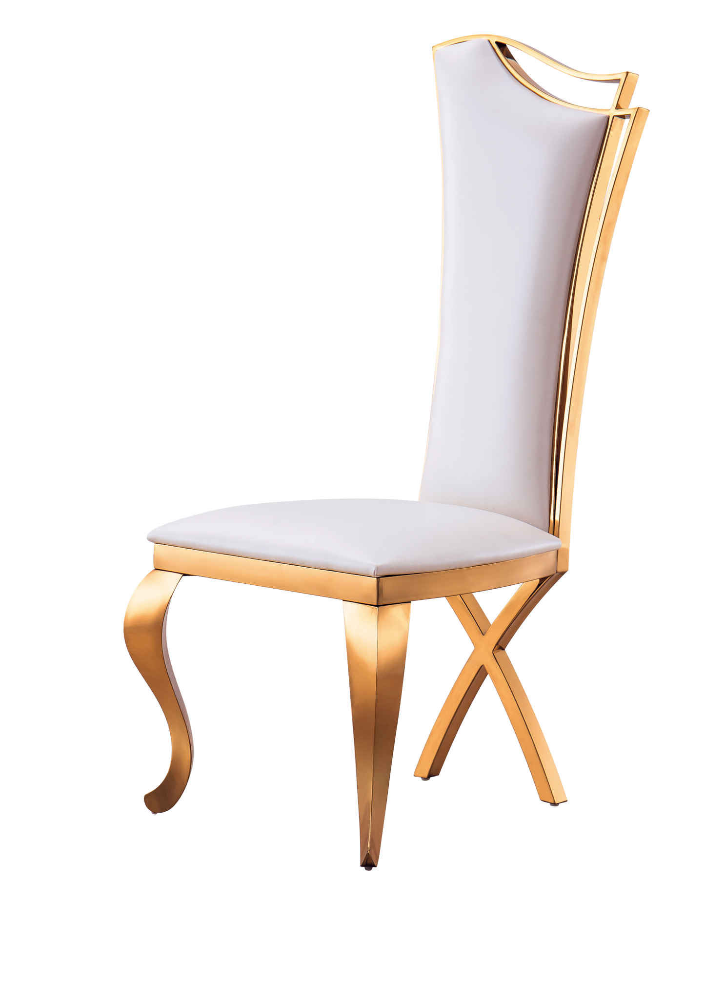Leatherette Unique Design Backrest Dining Chair with Stainless Steel Legs Set of 2