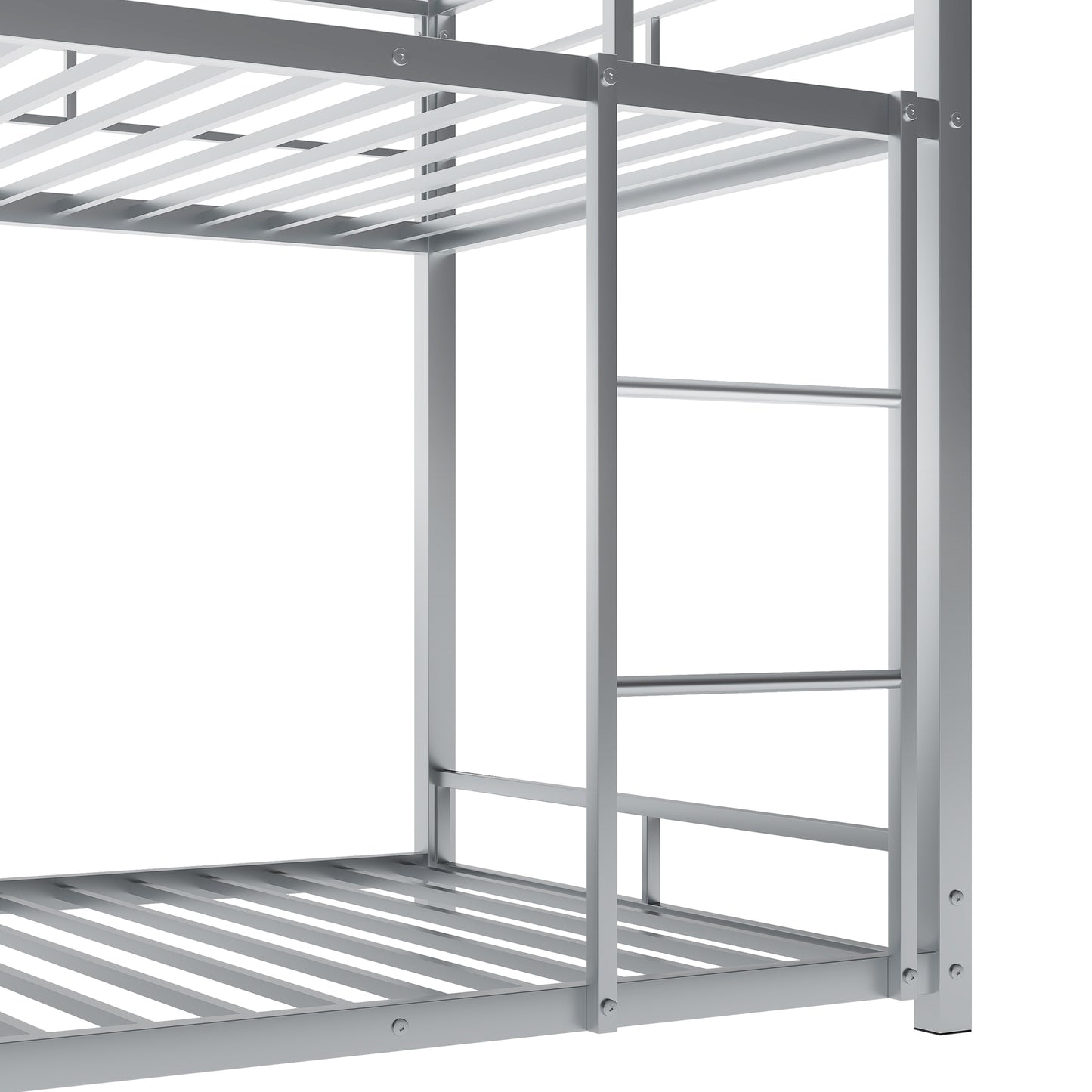 Metal Twin Size Triple Bunk Bed, Silver