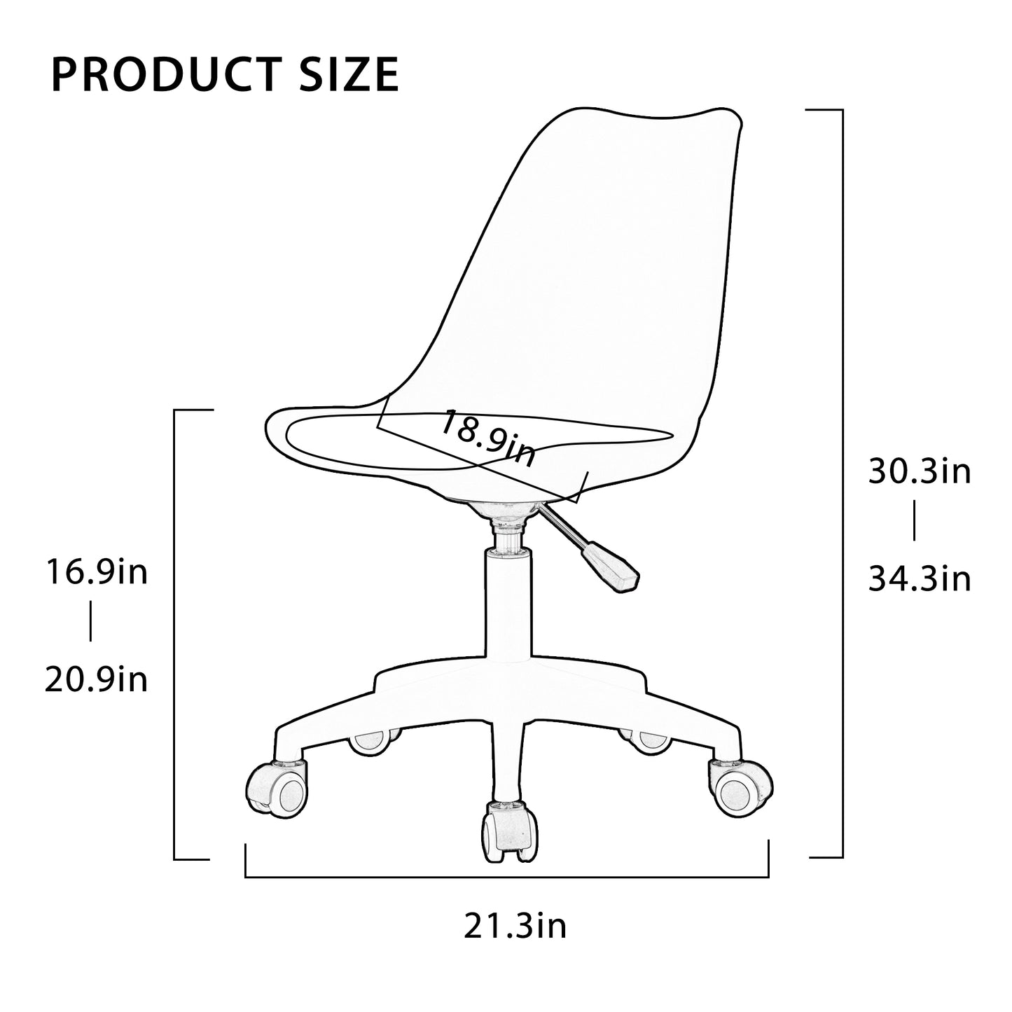 Modern Home Office Desk Chairs, Adjustable 360 °Swivel Chair Engineering Plastic Armless Swivel Computer Chair With Wheels for Living Room, Bed Room Office Hotel Dining Room and Transparent Color