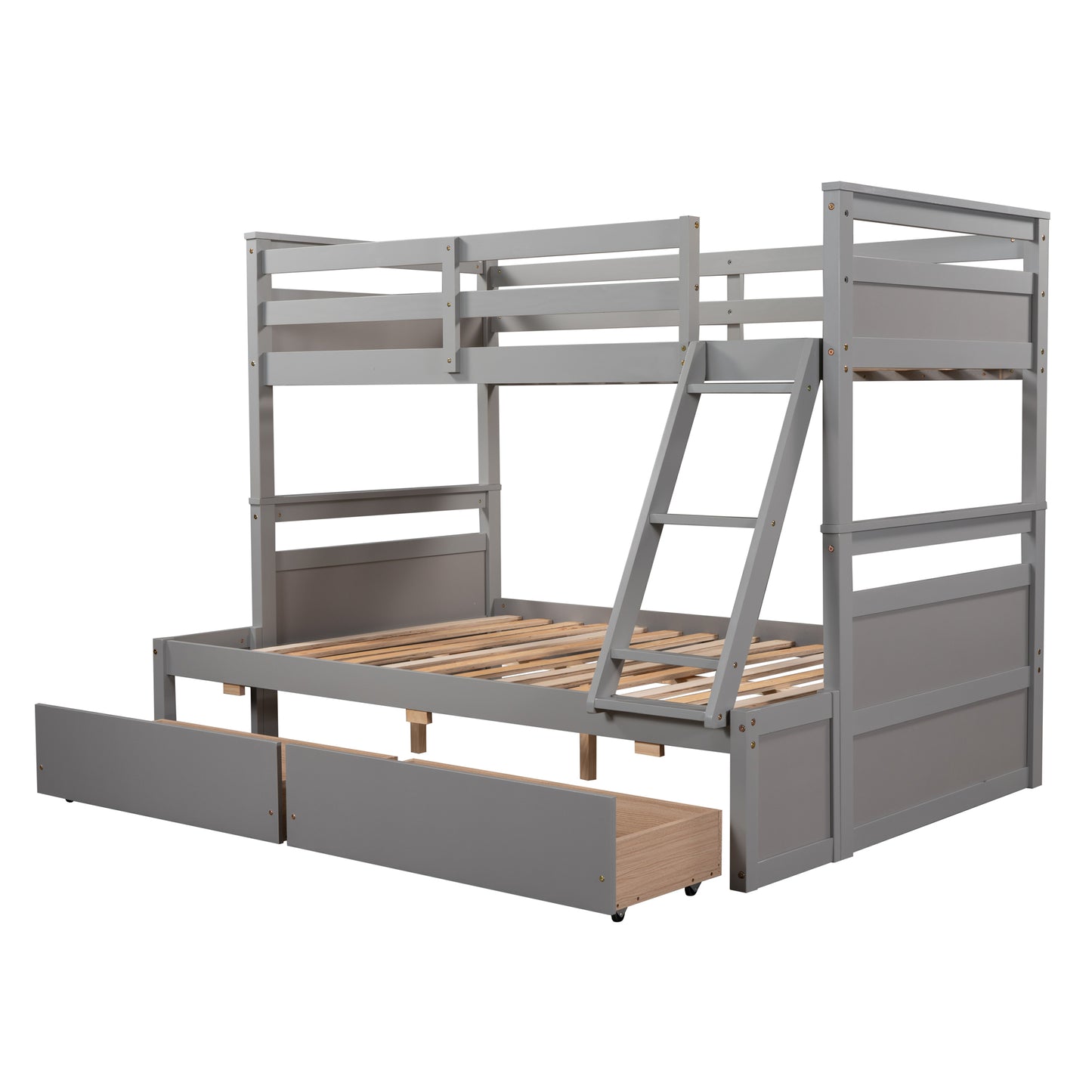 Twin over Full Bunk Bed with Storage - Gray(OLD SKU :LP000022AAE)