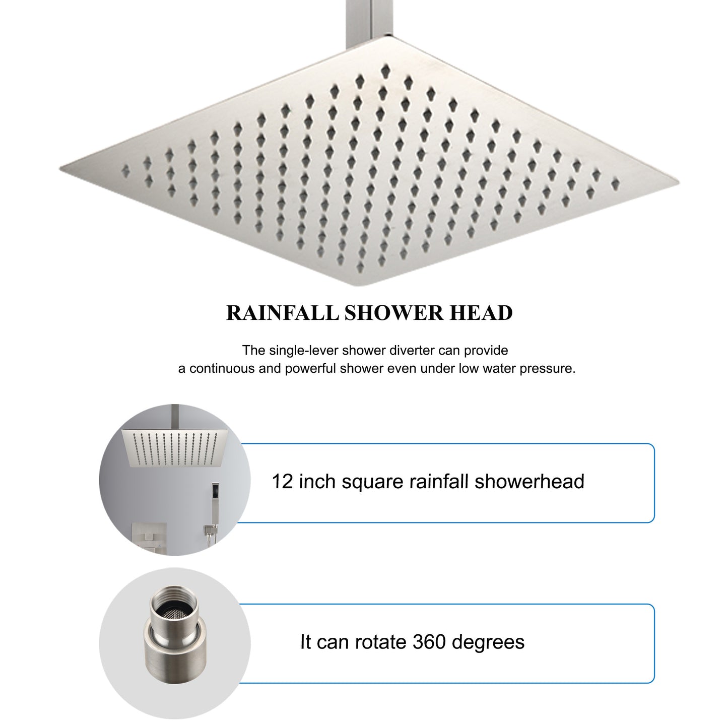 Ceiling Mounted Shower System Combo Set with Handheld and 12"Shower head