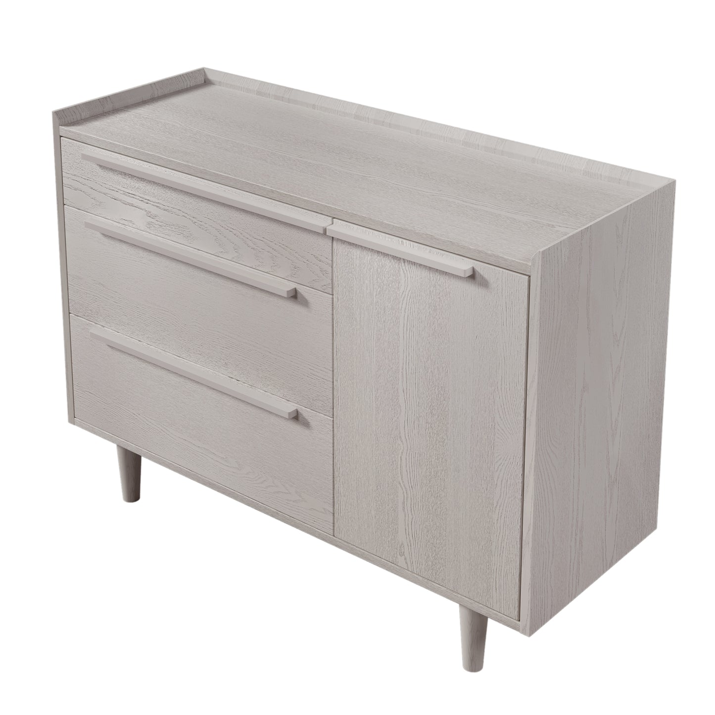 Modern Sideboard with 3 Drawers Storage Cabinet Entryway Floor Cabinet Sideboard Dresser with Solid Wood Legs for bedroom and living room , Stone Gray