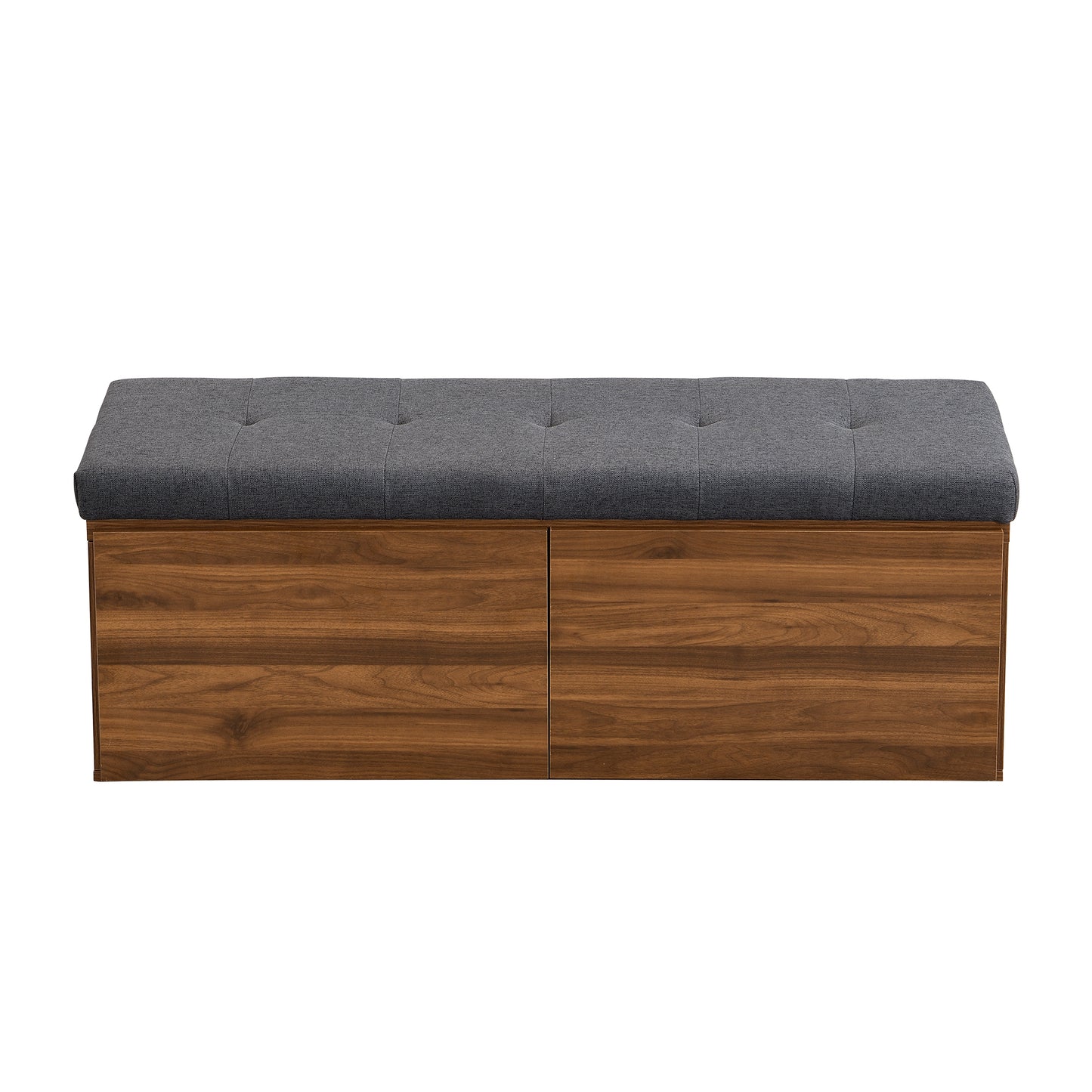 49" Shoe Storage Bench Entryway Shoe Cabinet Storage Ottoman with Padded Seat Cushion and Double Doors for Entryway, Hallway and Bedroom, Dark Grey