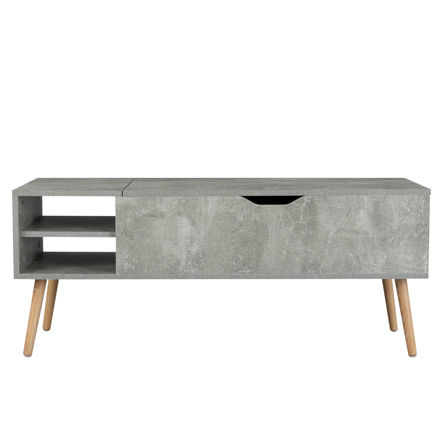 Solid wood legsCoffee Table,Accent Furniture Home Decor,Open Storage Shelf,Storage Coffee Table with Hidden Compartment and Adjustable Storage Shelf,LiftTabletopDiningTable for Living room Light Gray