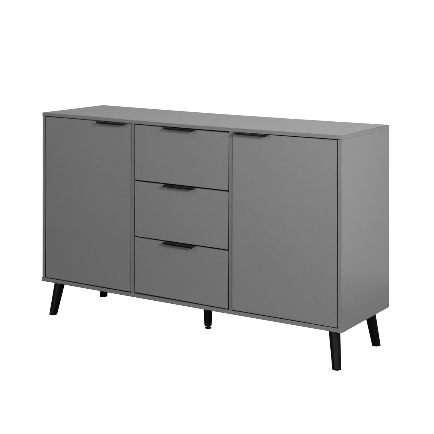 Sideboard Buffet Cabinet with Storage, Wood Coffee Bar Cabinet, 47.2" Kitchen Cabinet with 3 Drawers & 2 Doors, Kitchen Buffet Cabinet Cupboard Gray