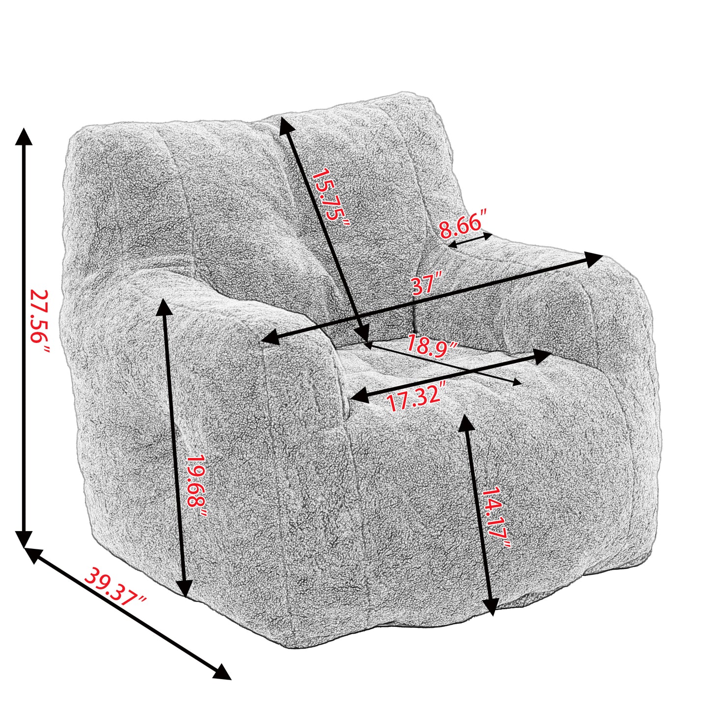 010-Soft Teddy Fabric Tufted Foam Bean Bag Chair With Teddy Fabric Green
