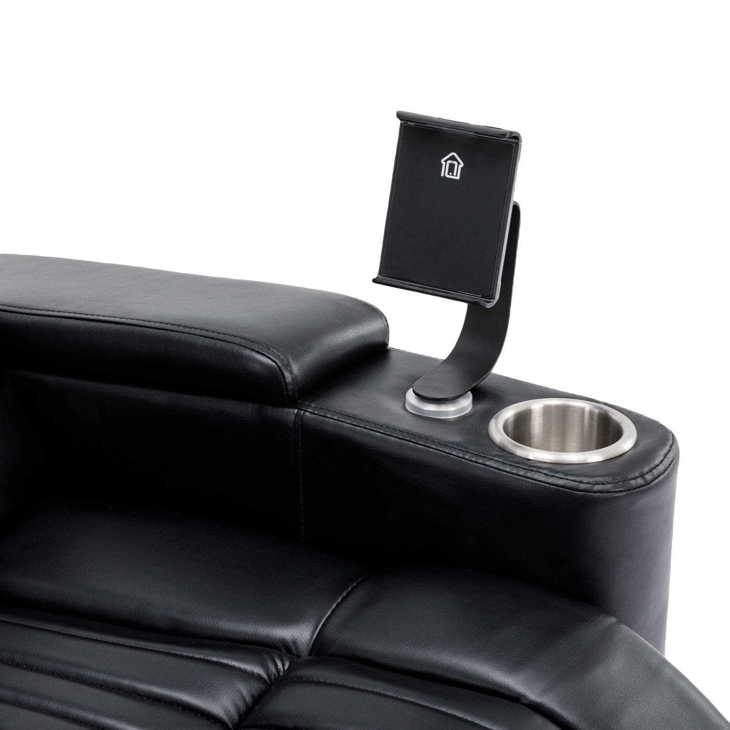 270° Power Swivel Recliner,Home Theater Seating With Hidden Arm Storage and LED Light Strip,Cup Holder,360° Swivel Tray Table,and Cell Phone Holder,Soft Living Room Chair,Black