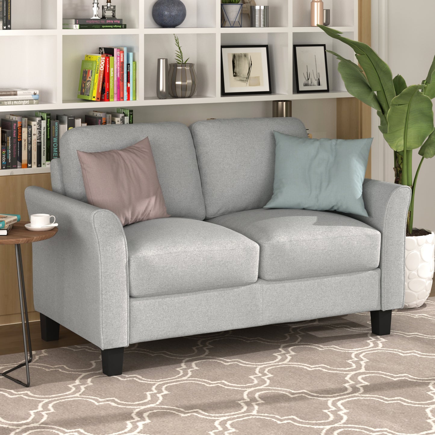 Living Room Furniture Armrest Single Sofa and Loveseat Sofa (Light Gray)